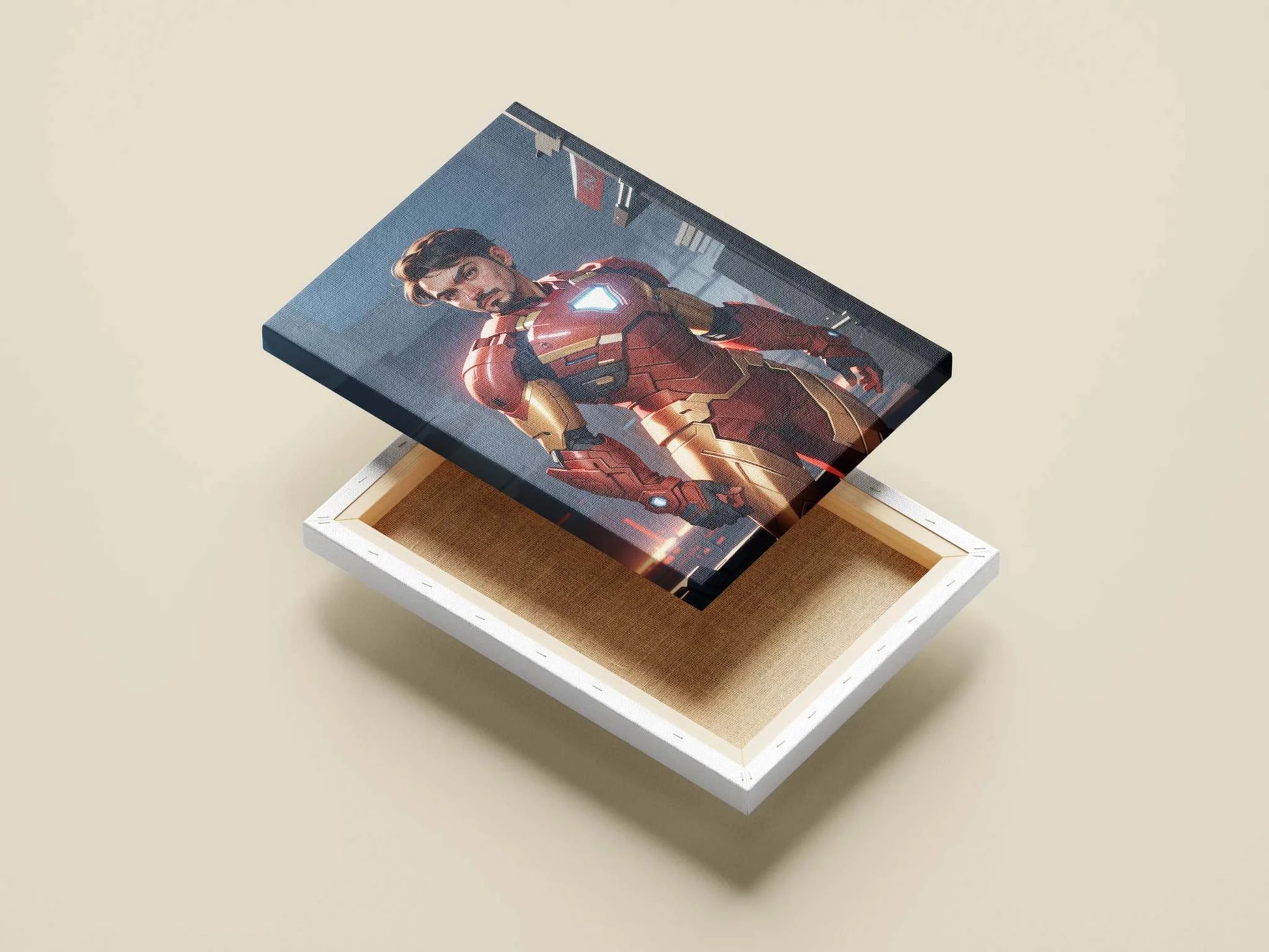 Custom superhero digital art canvas featuring personalized Marvel and DC hero design.