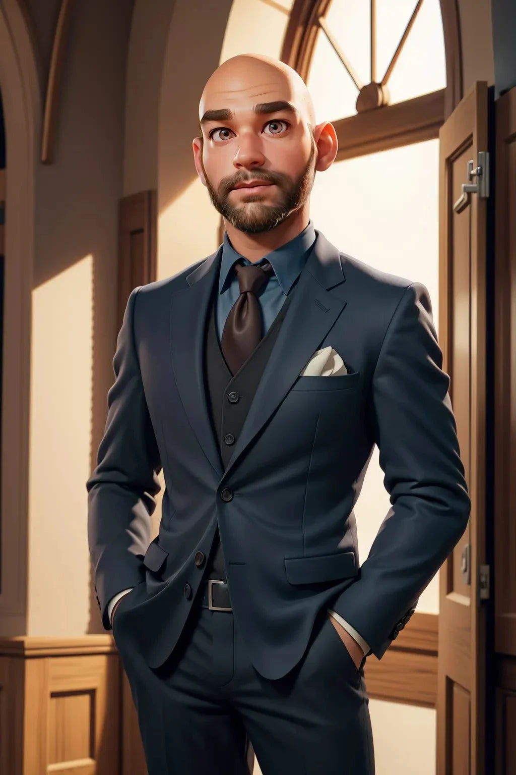 Custom A.I. art of a man in a suit, showcasing imaginative digital transformation.