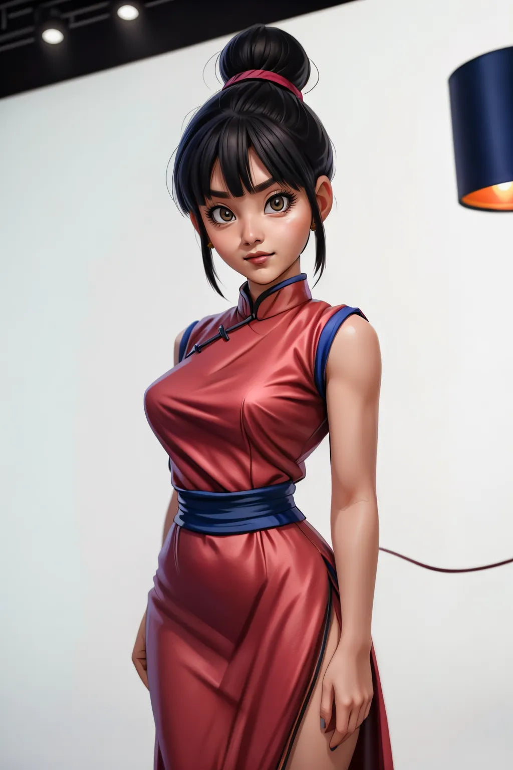 Custom anime-style art featuring a character with dark hair in a red dress.