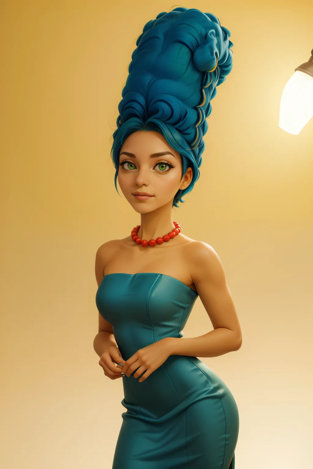 Custom anime A.I. art featuring an anime-style character with blue hair in a teal dress.