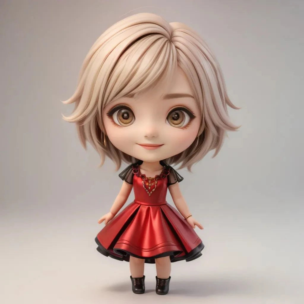 Unique anime character art featuring a doll-like figure with a big head and small body, perfect for custom digital art.