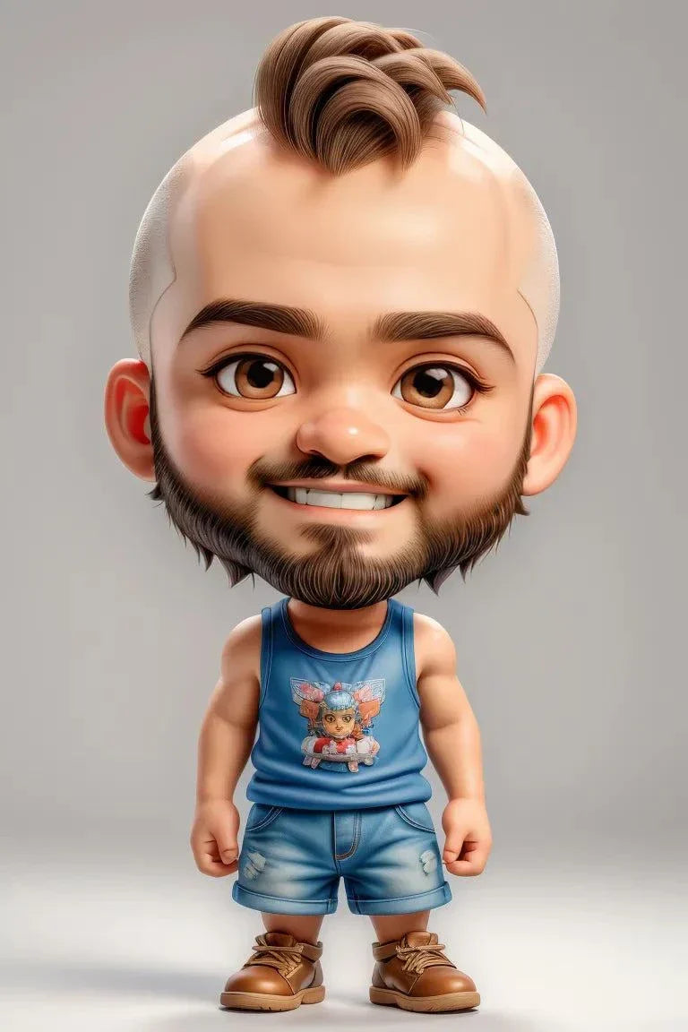 Custom A.I. art featuring a cartoon character with a mohawk, beard, and casual attire.