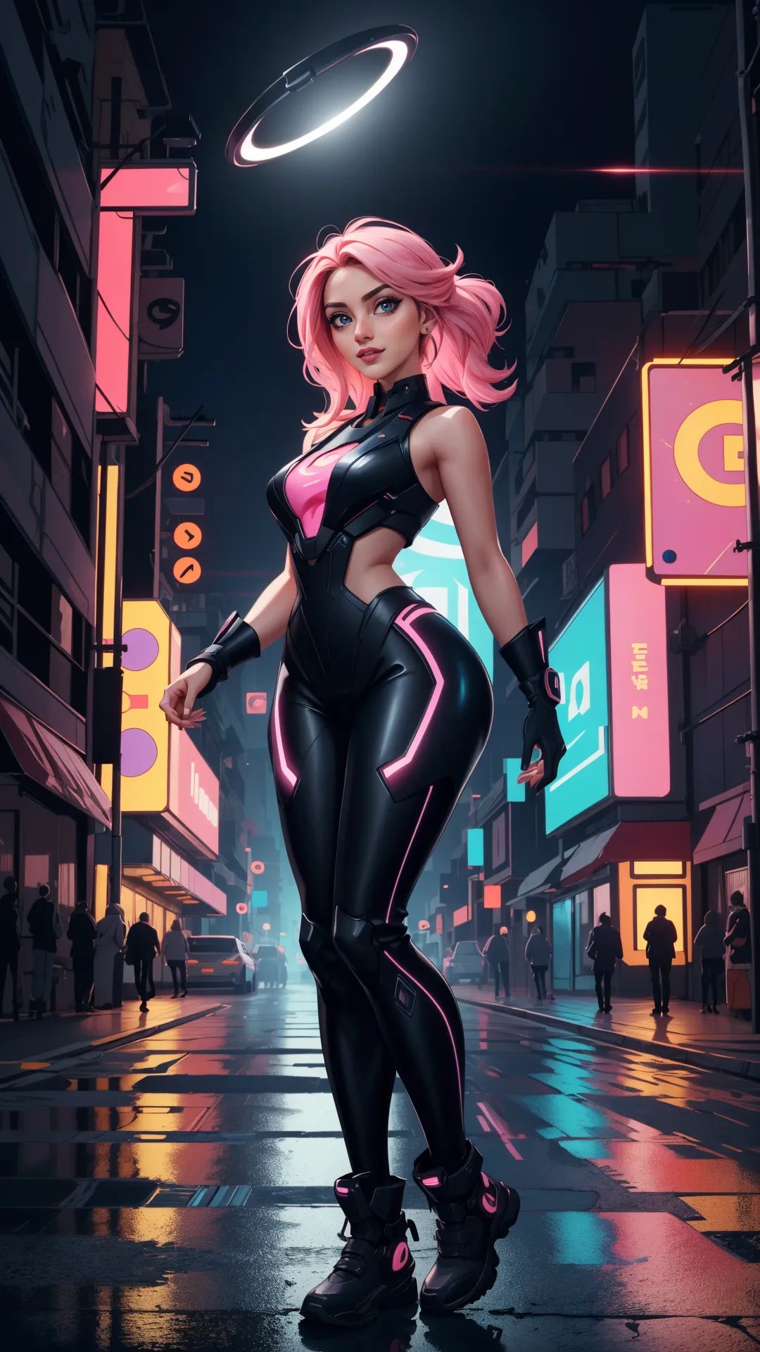 Futuristic A.I. art with neon colors and cyberpunk style.