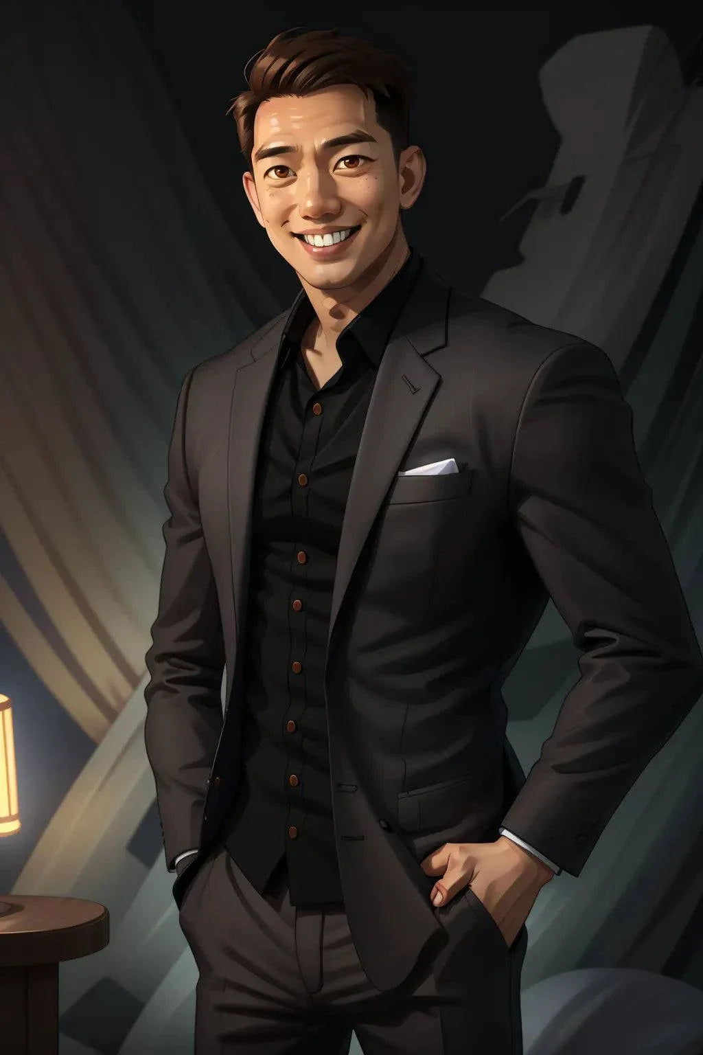 Custom AI art featuring a man in a sleek suit, symbolizing creativity and imagination.