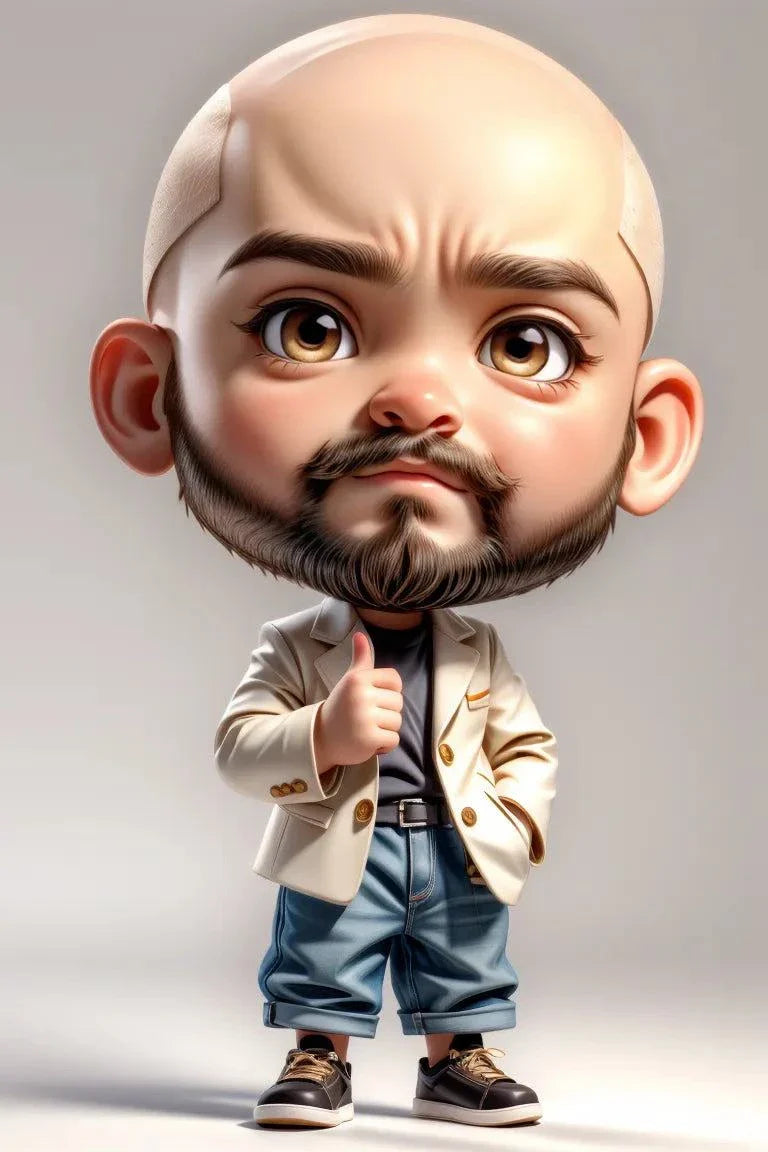 custom A.I. art character illustration with large head and expressive eyes