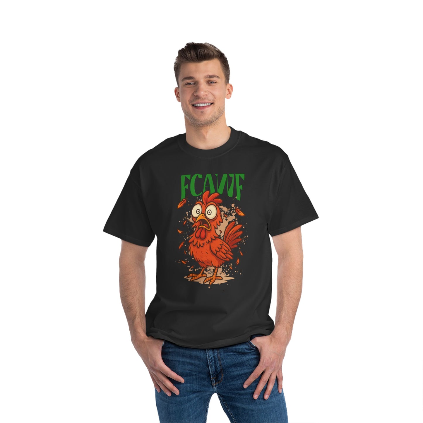 Funny Oversized Chicken T-Shirt – Graphic Tee Print for Men & Women | Shocked Chicken Cartoon Design