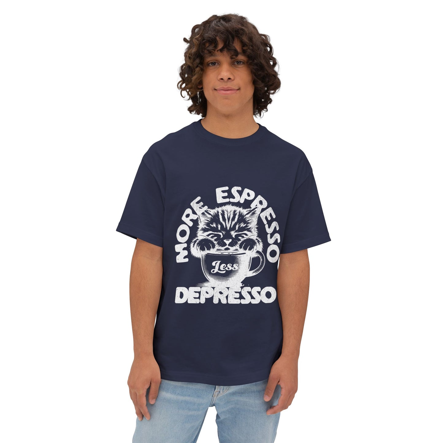 FPD - More Espresso Less Depresso Oversized Tee – Coffee & Mood Statement