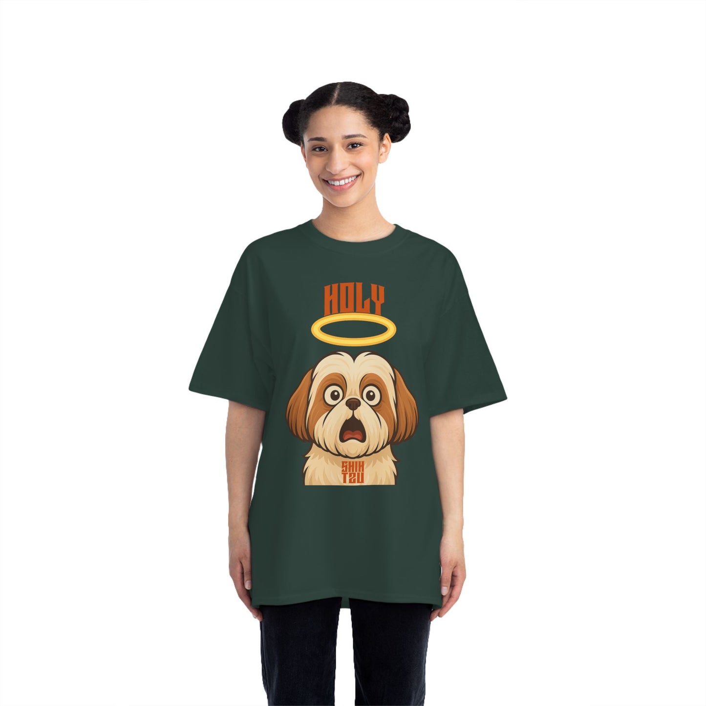 Holy Shih Tzu Oversized T-Shirt – Funny Graphic Print Tee for Men & Women
