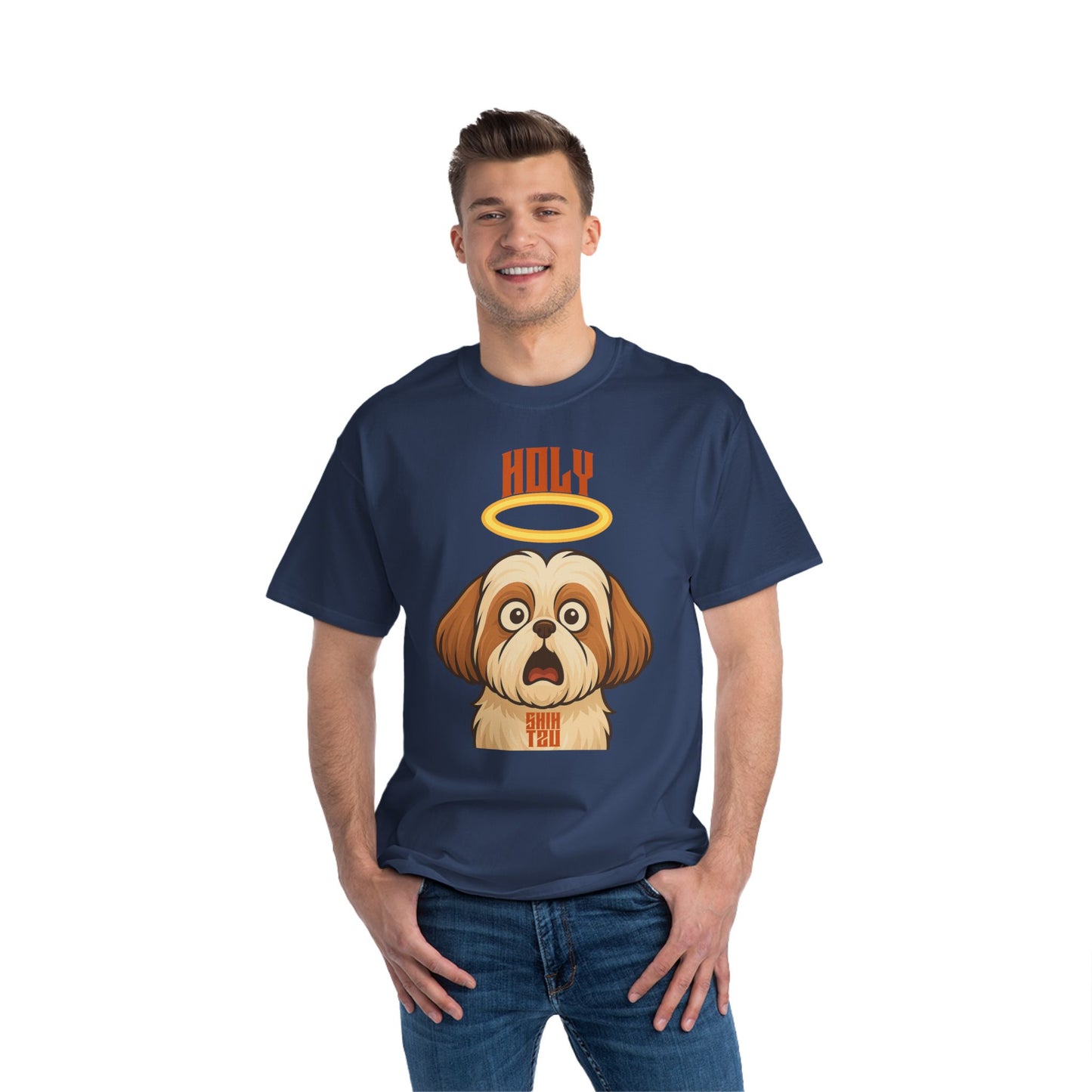 Holy Shih Tzu Oversized T-Shirt – Funny Graphic Print Tee for Men & Women