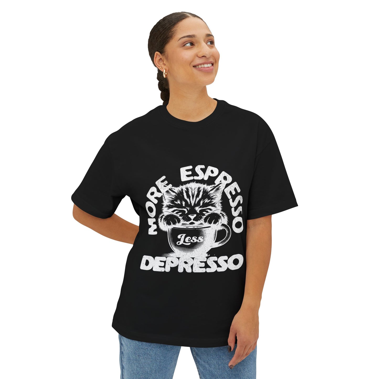 FPD - More Espresso Less Depresso Oversized Tee – Coffee & Mood Statement