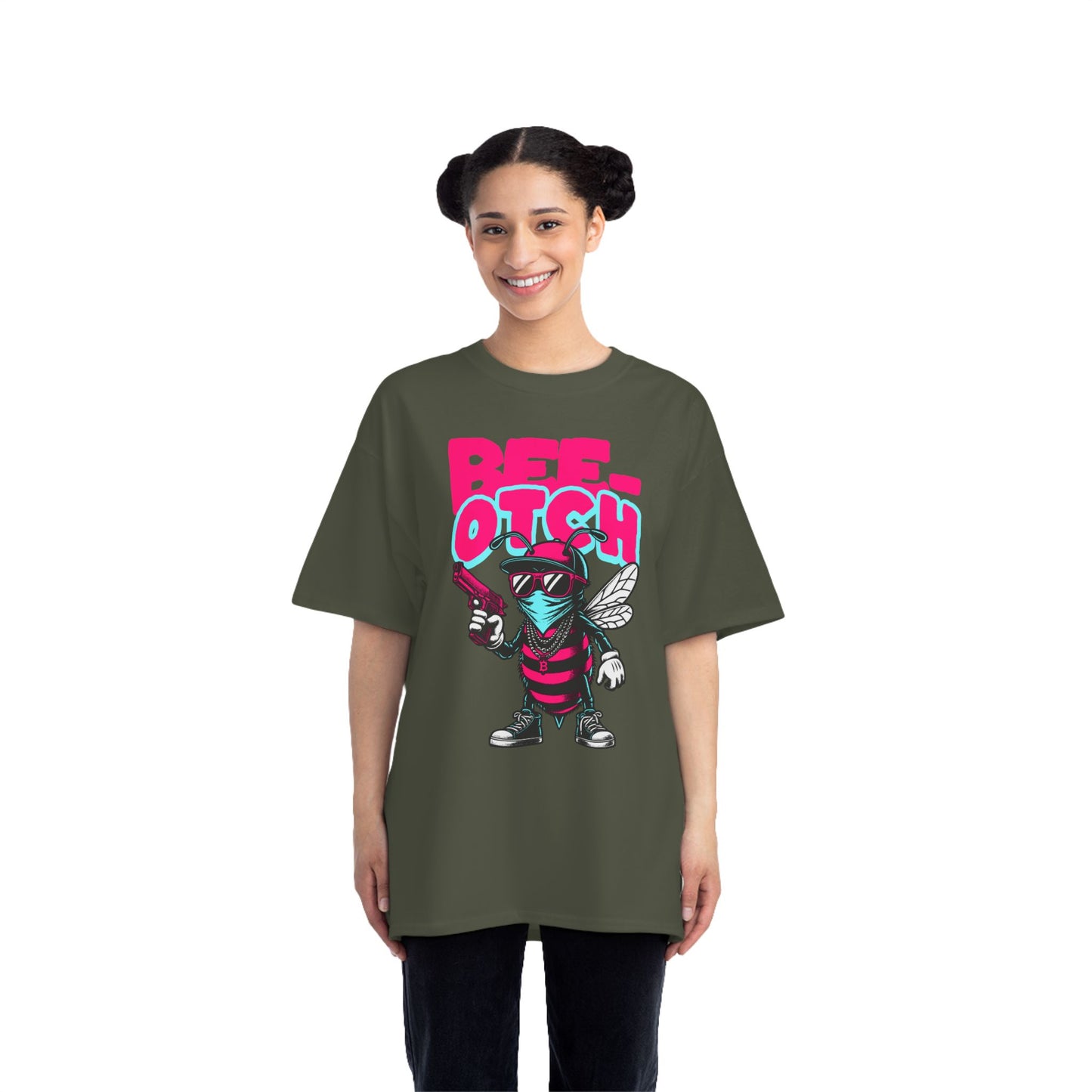 Bee-otch Oversized Graphic T-Shirt – Funny Streetwear Print Tee for Men & Women
