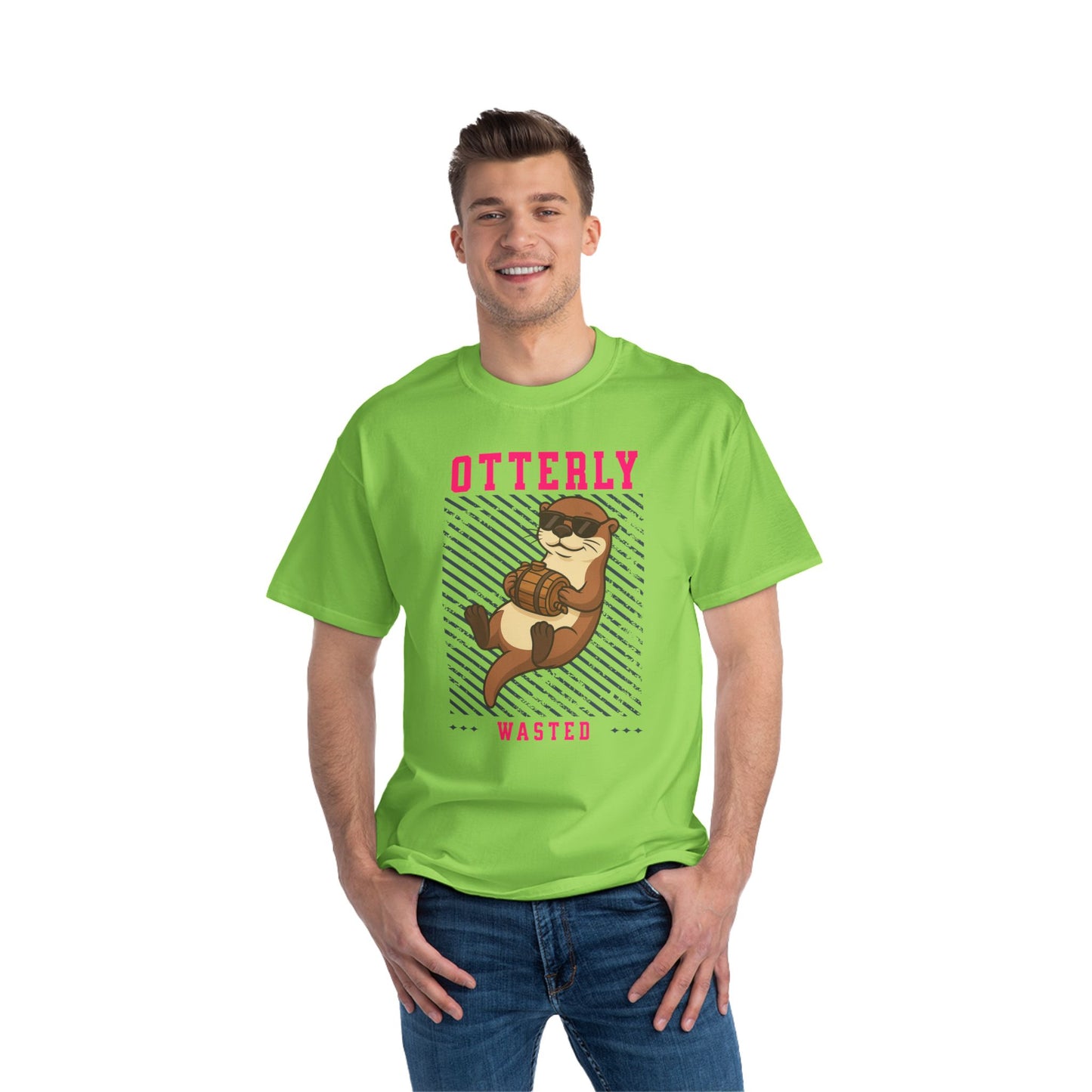 Otterly Wasted Oversized T-Shirt – Funny Animal Pun Graphic Tee | Custom Beer Party Print