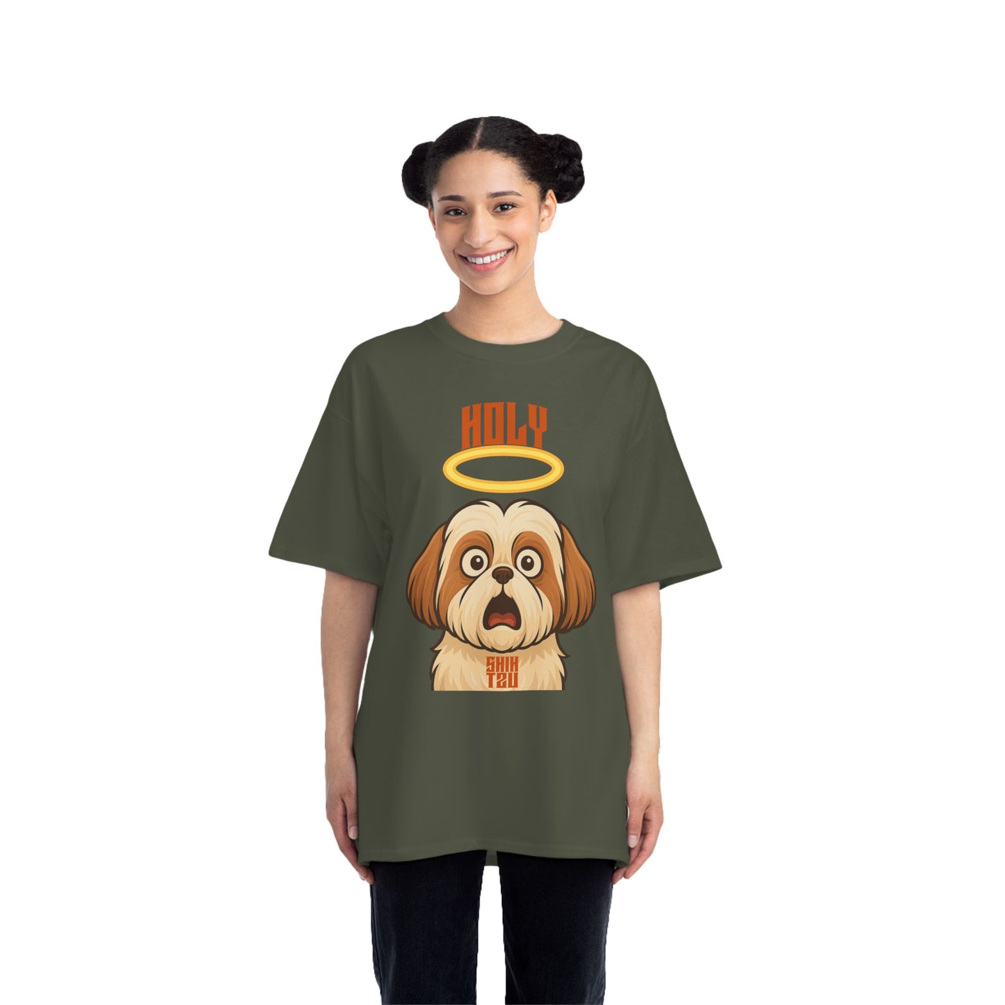 Holy Shih Tzu Oversized T-Shirt – Funny Graphic Print Tee for Men & Women
