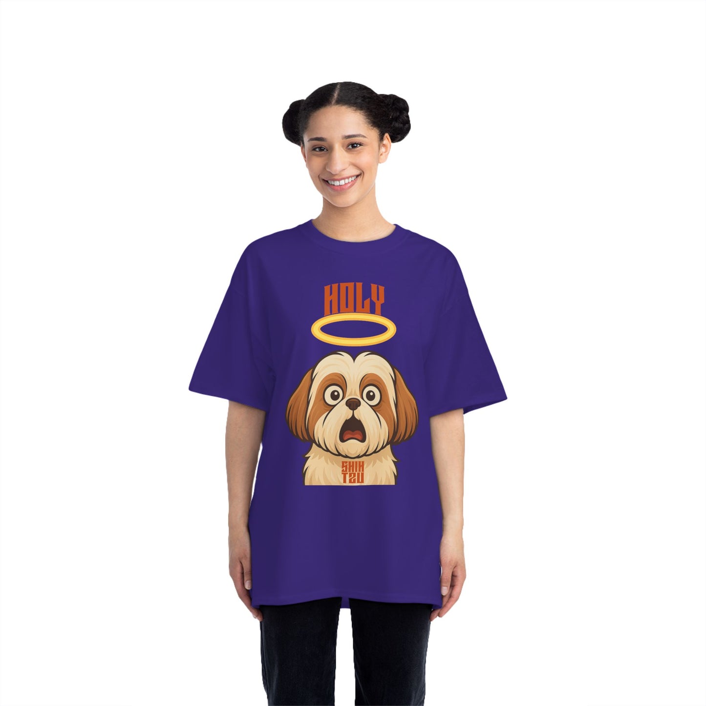 Holy Shih Tzu Oversized T-Shirt – Funny Graphic Print Tee for Men & Women