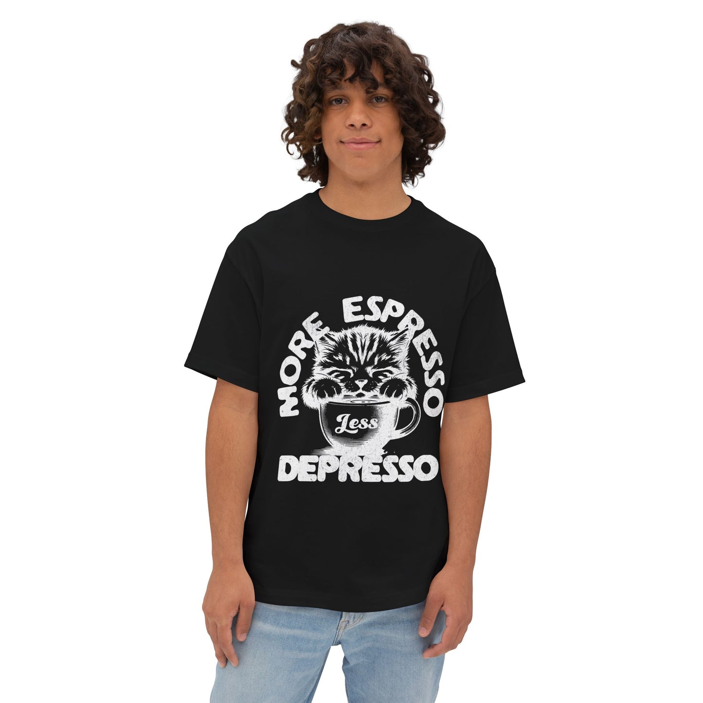 FPD - More Espresso Less Depresso Oversized Tee – Coffee & Mood Statement