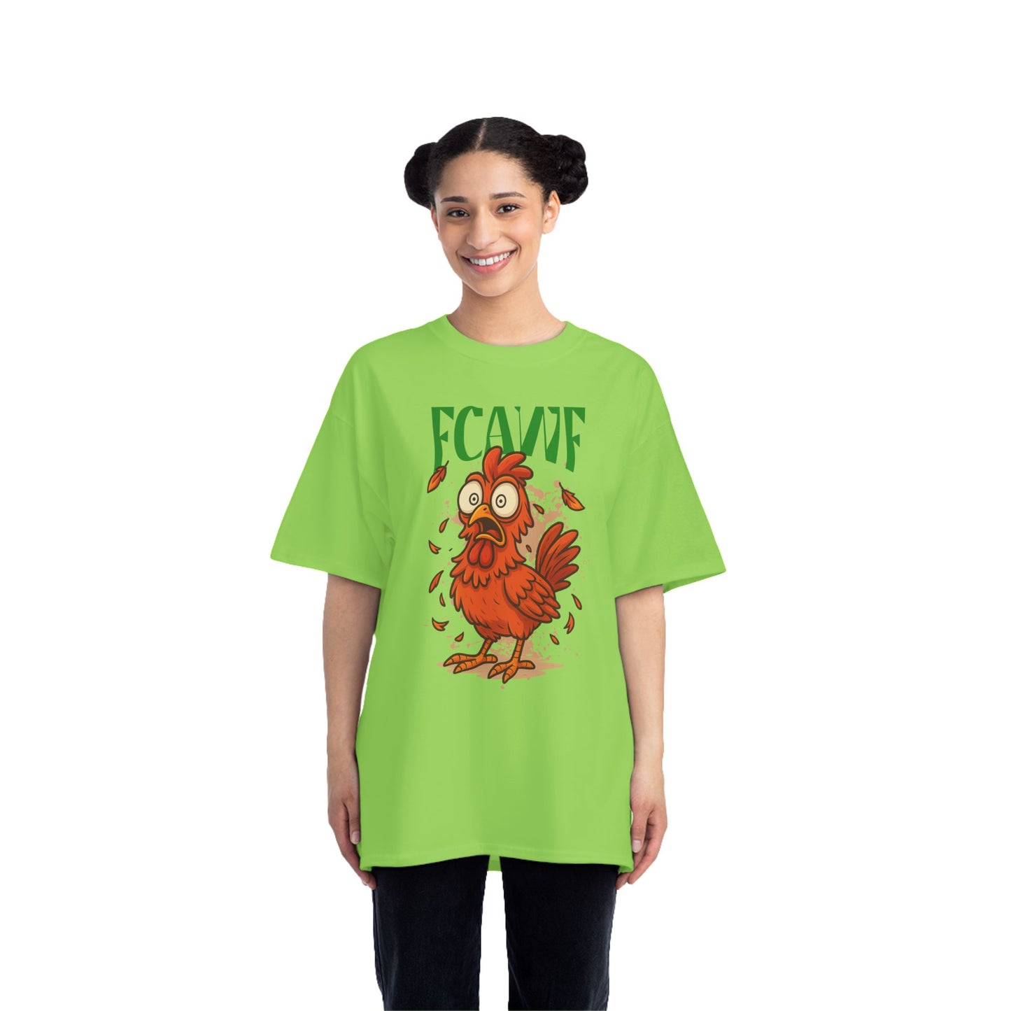 Funny Oversized Chicken T-Shirt – Graphic Tee Print for Men & Women | Shocked Chicken Cartoon Design