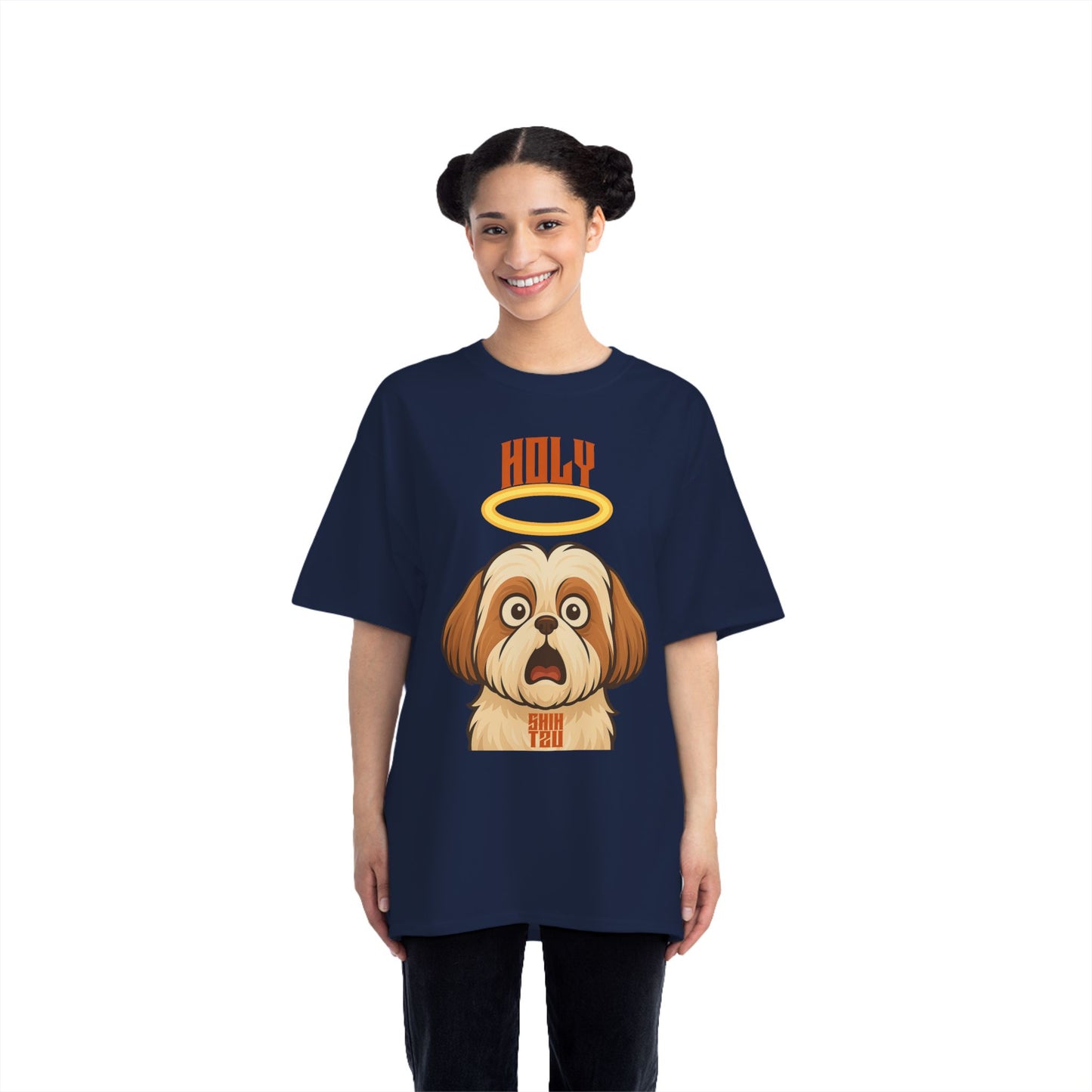 Holy Shih Tzu Oversized T-Shirt – Funny Graphic Print Tee for Men & Women