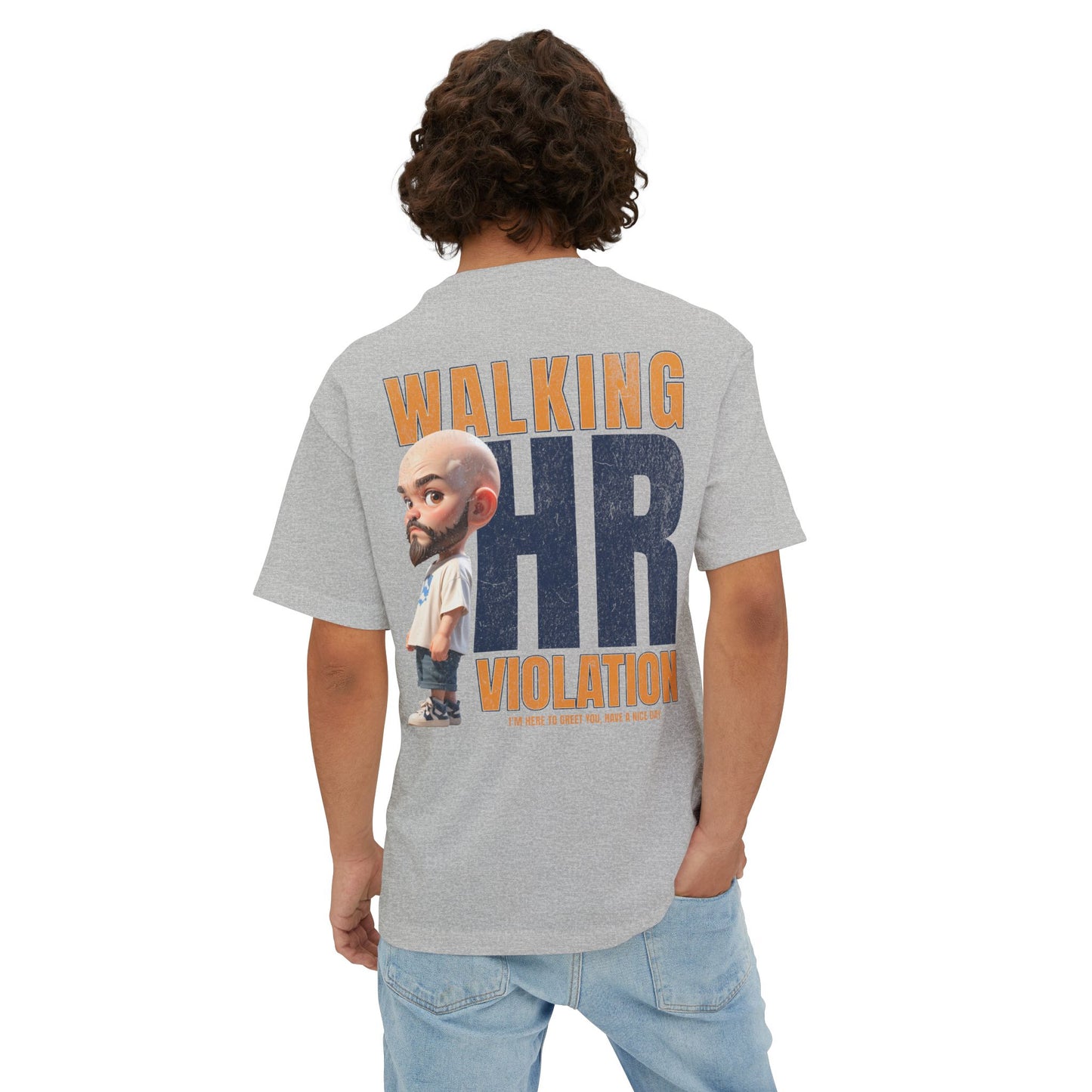 Walking HR Violation Oversized Tee – Bold Corporate Humor Graphic Shirt