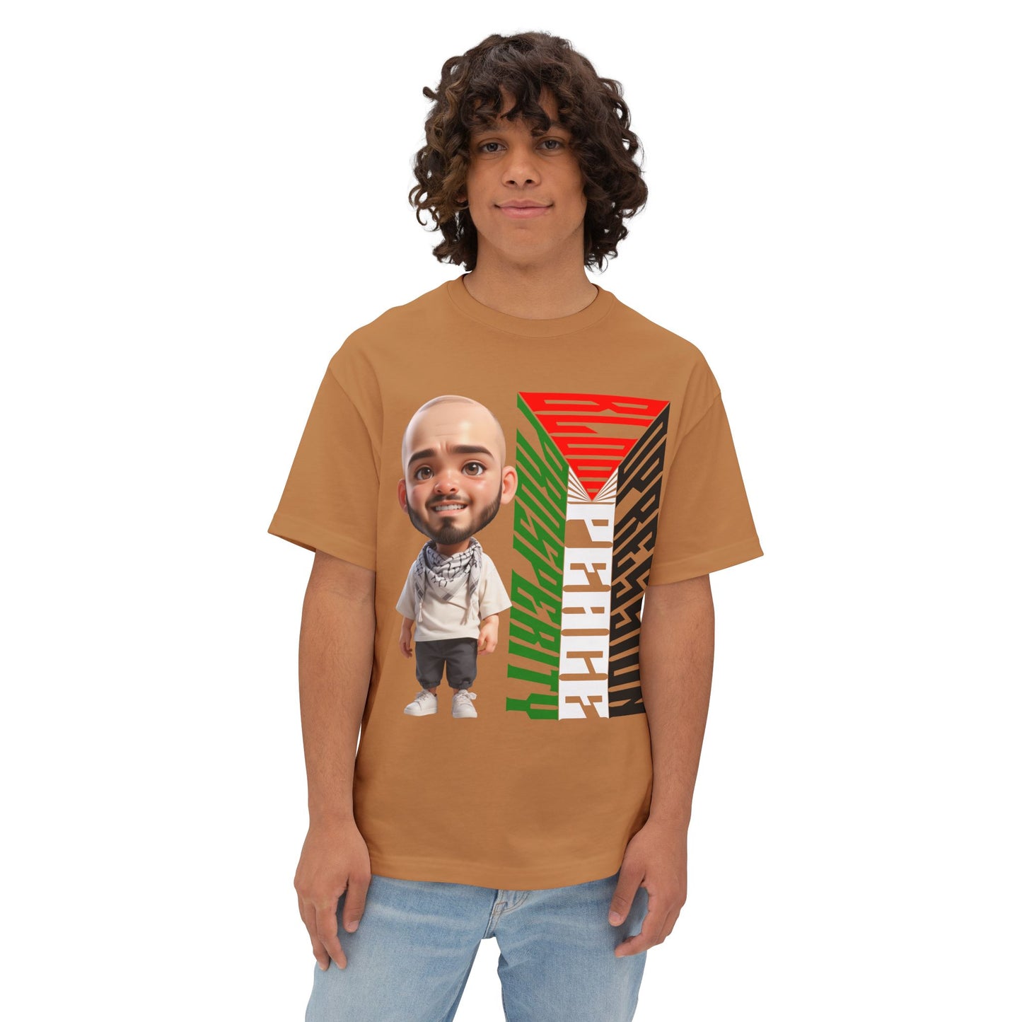 Palestinian Flag Freedom Peace Equality Oversized Tee – Solidarity Shirt - FPD