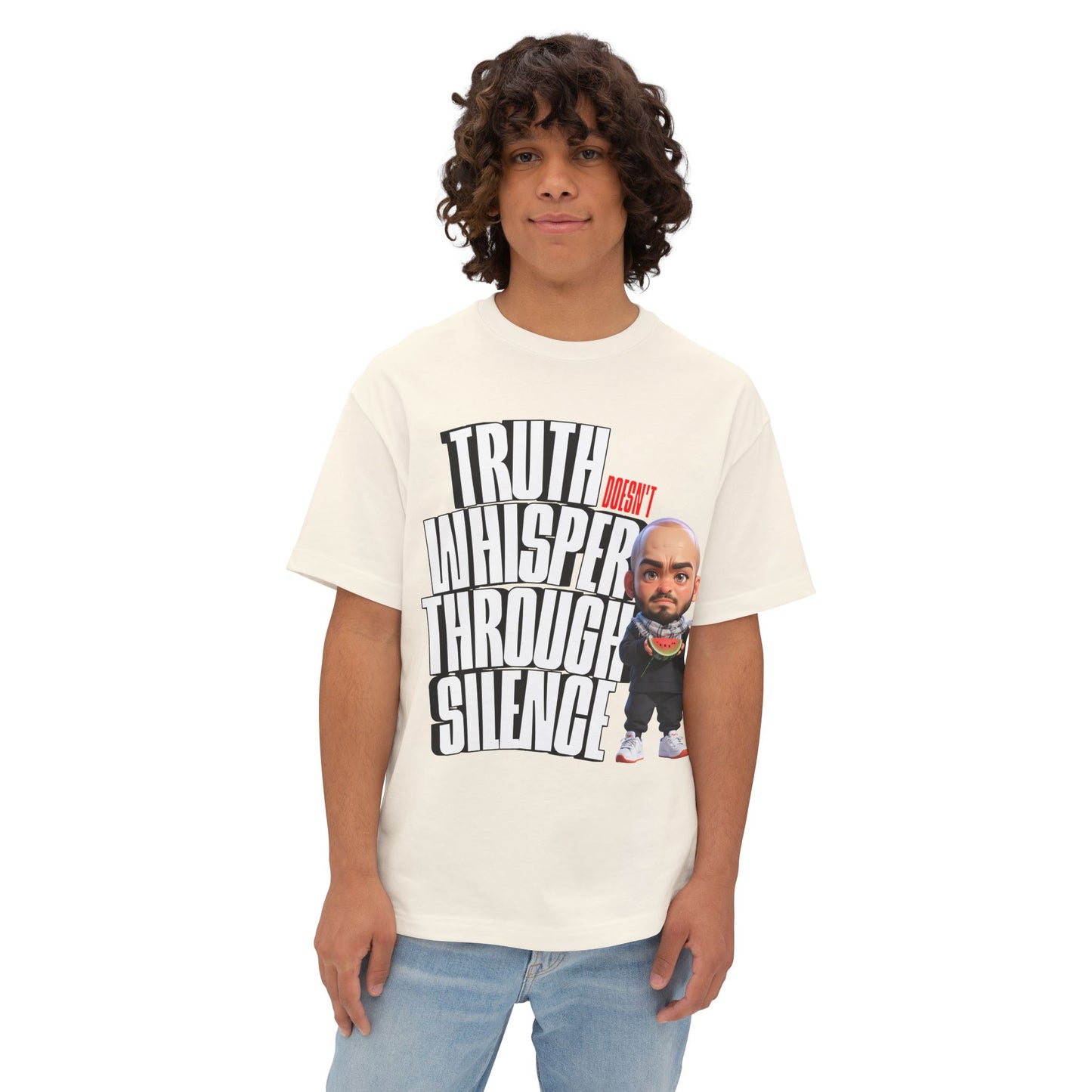 Truth Doesn’t Whisper Through Silence Oversized Tee – Pro-Palestine Graphic Shirt - FPD