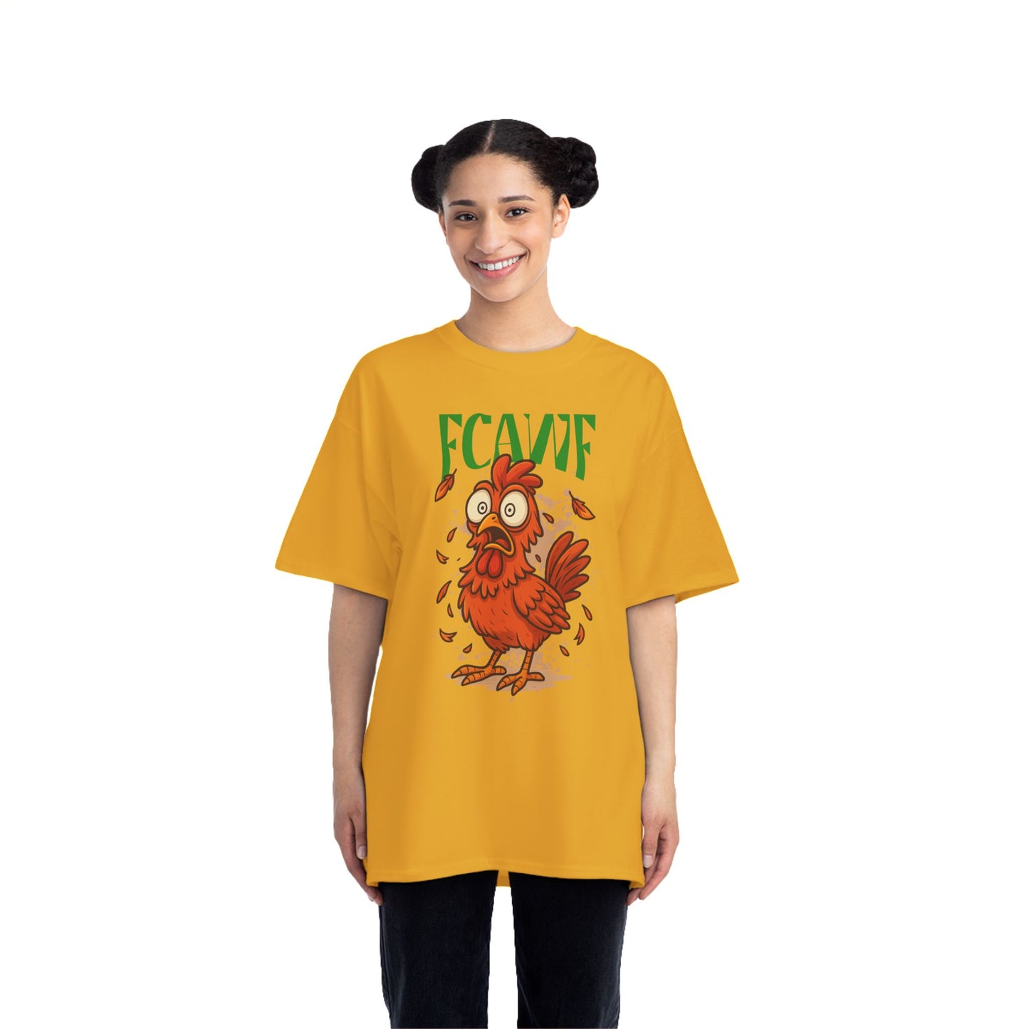 Funny Oversized Chicken T-Shirt – Graphic Tee Print for Men & Women | Shocked Chicken Cartoon Design