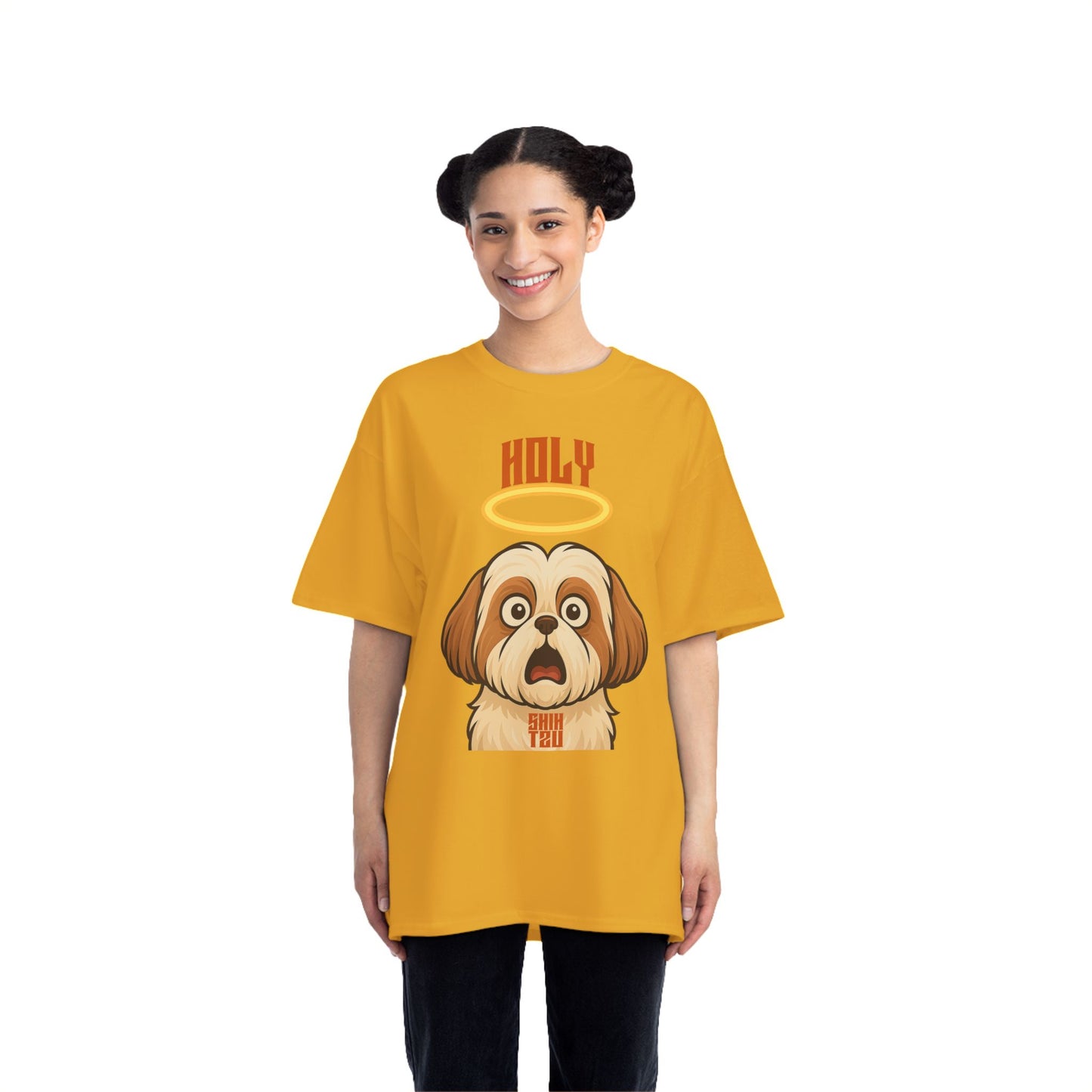 Holy Shih Tzu Oversized T-Shirt – Funny Graphic Print Tee for Men & Women