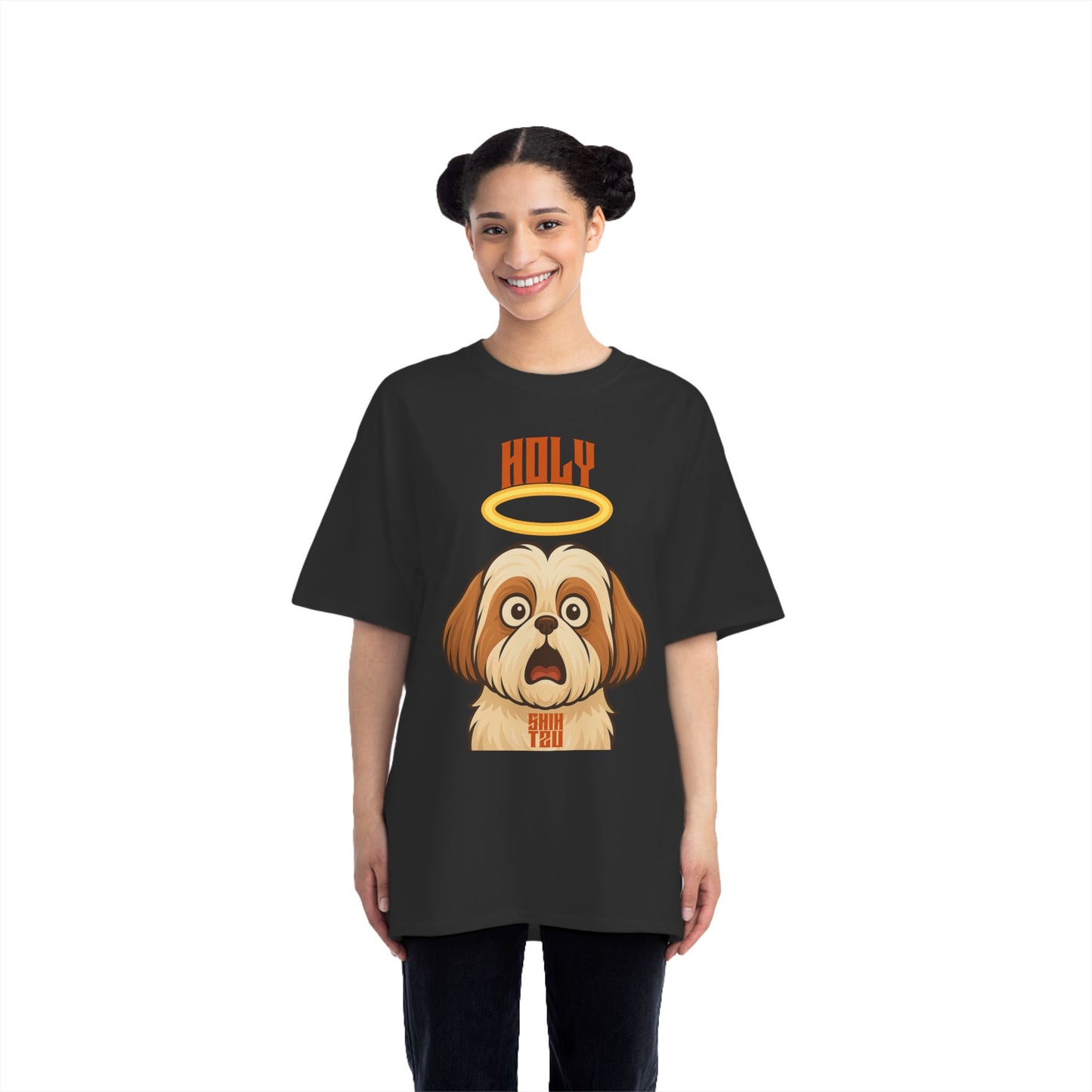 Holy Shih Tzu Oversized T-Shirt – Funny Graphic Print Tee for Men & Women