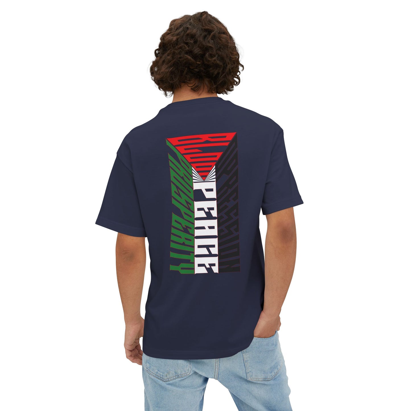 Palestinian Flag Blood Peace Prosperity Oversized Tee – Freedom & Solidarity Shirt - F&BPD