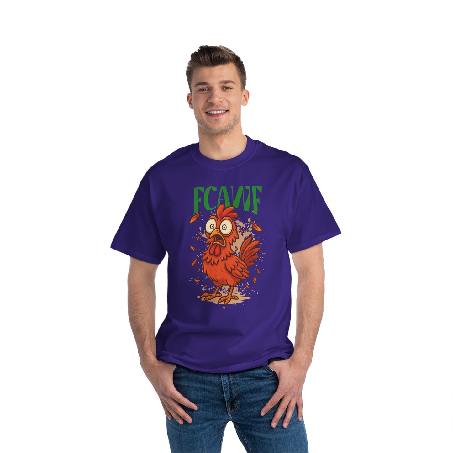 Funny Oversized Chicken T-Shirt – Graphic Tee Print for Men & Women | Shocked Chicken Cartoon Design