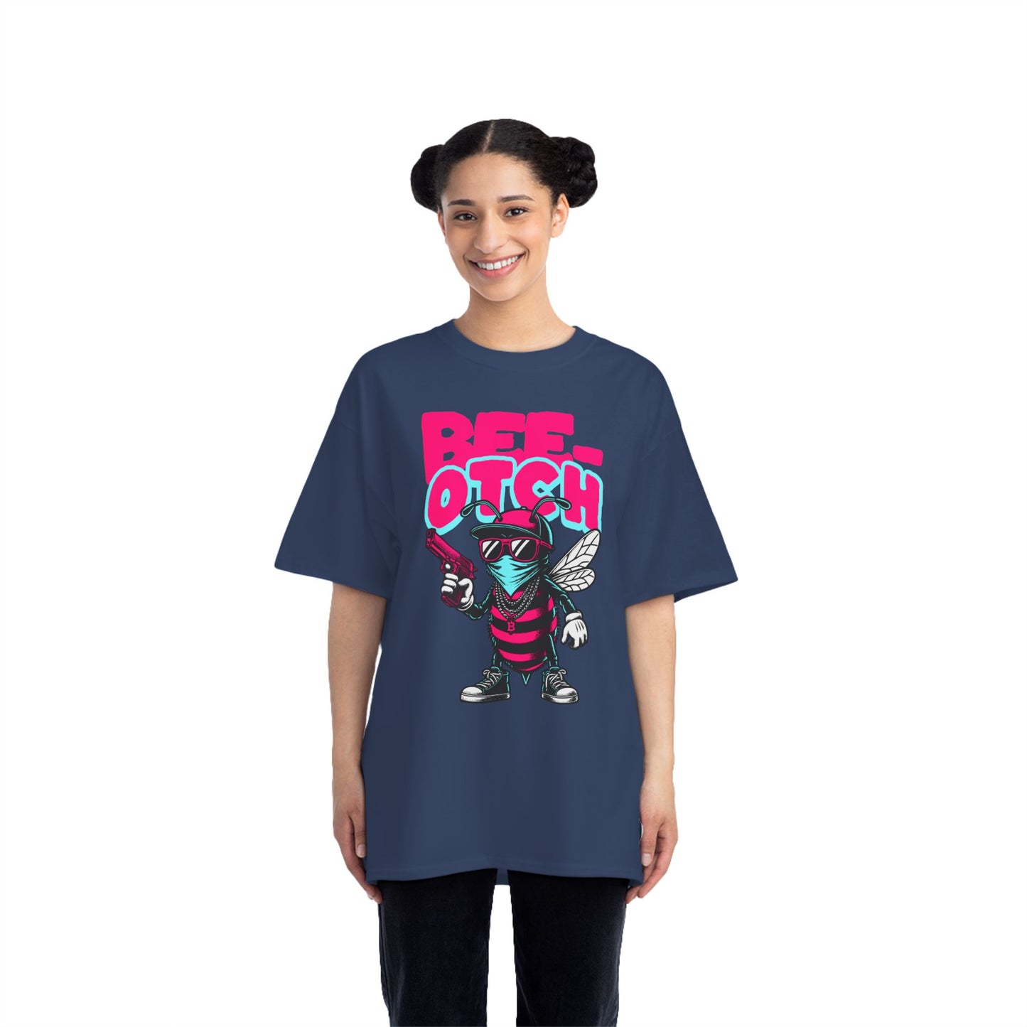 Bee-otch Oversized Graphic T-Shirt – Funny Streetwear Print Tee for Men & Women