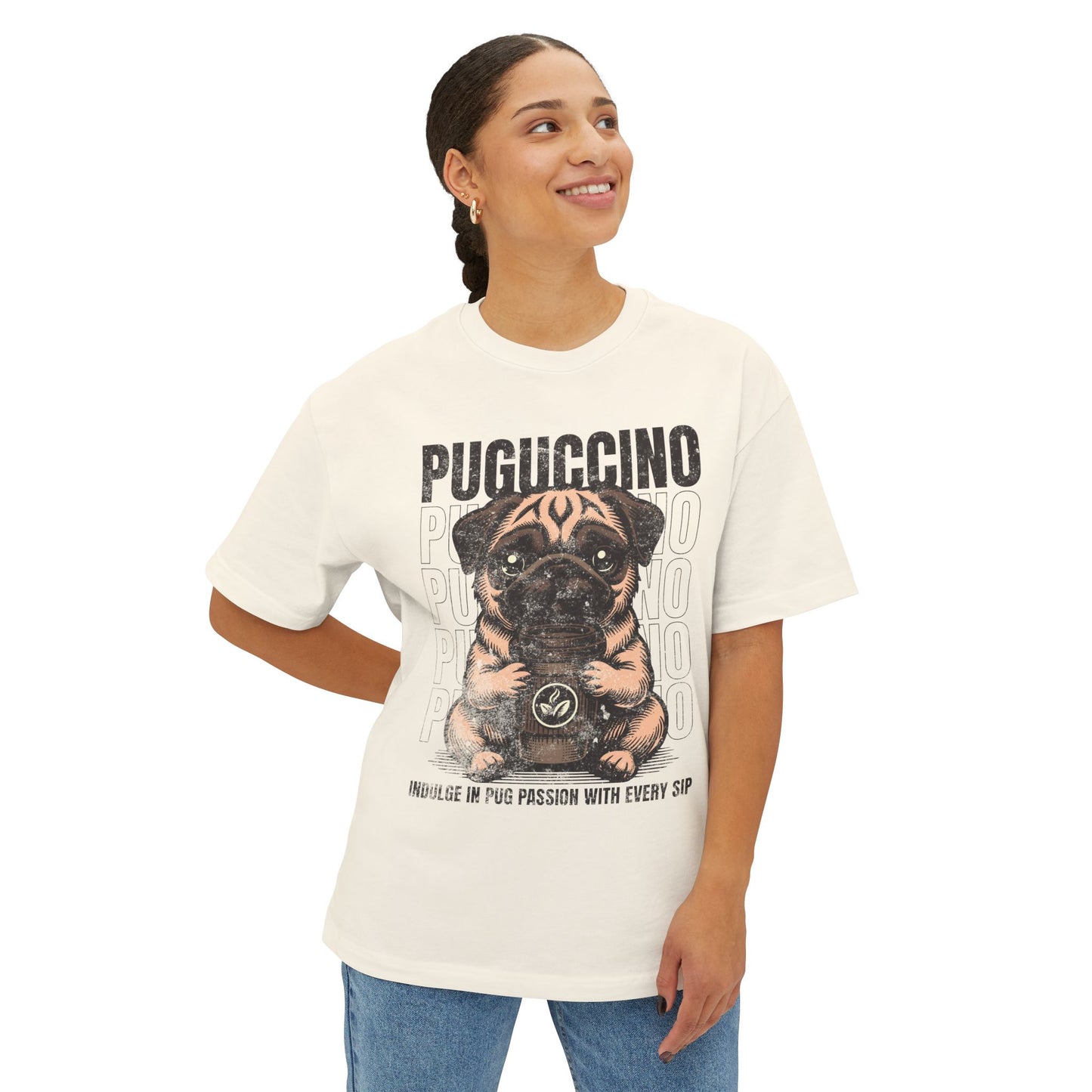 FPD - Puguccino Oversized Tee – Coffee & Pug Lover Streetwear