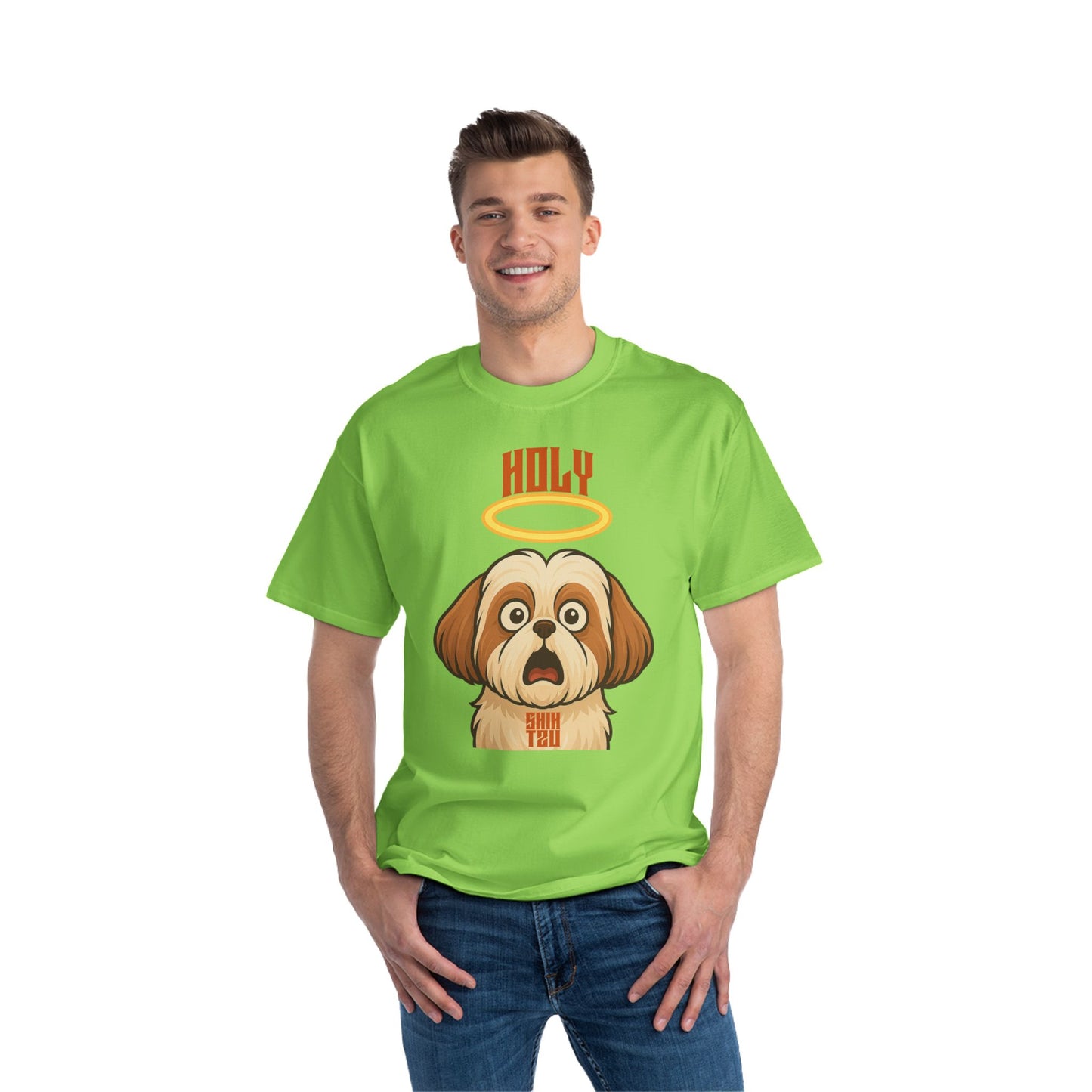 Holy Shih Tzu Oversized T-Shirt – Funny Graphic Print Tee for Men & Women
