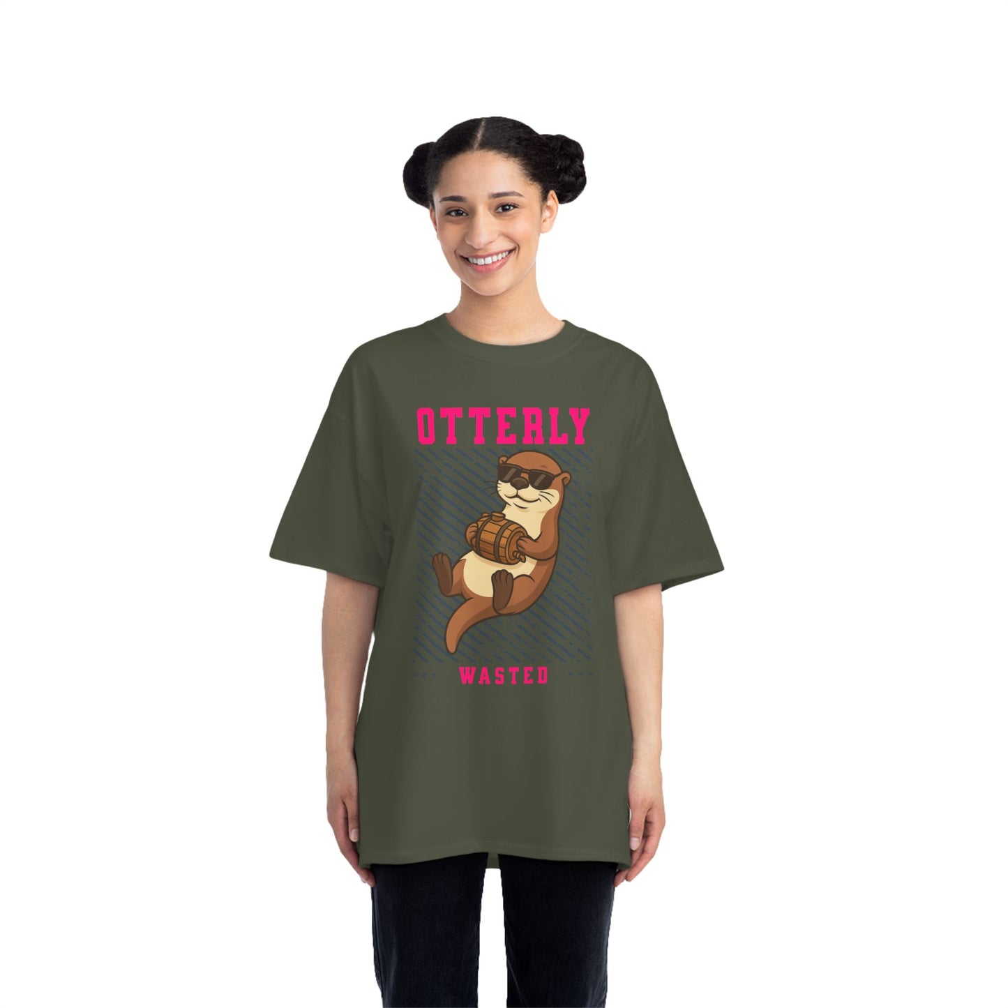 Otterly Wasted Oversized T-Shirt – Funny Animal Pun Graphic Tee | Custom Beer Party Print
