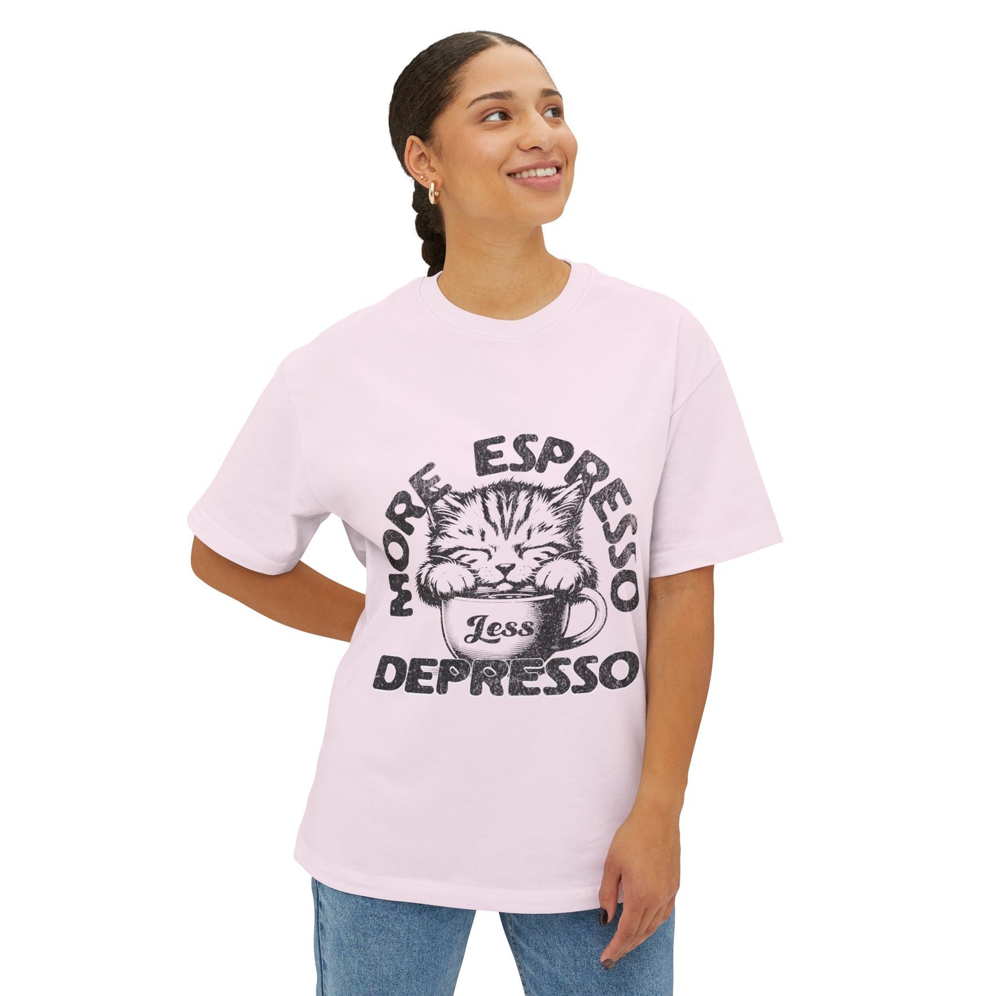 FPD - More Espresso Less Depresso Oversized Tee – Coffee & Mood Statement