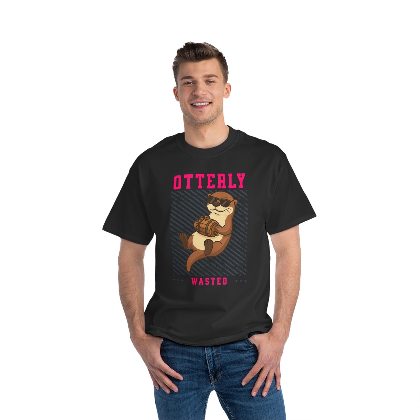 Otterly Wasted Oversized T-Shirt – Funny Animal Pun Graphic Tee | Custom Beer Party Print