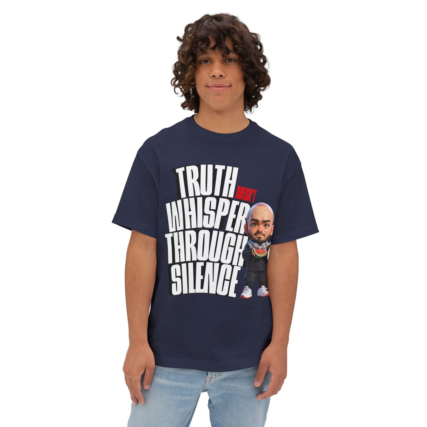 Truth Doesn’t Whisper Through Silence Oversized Tee – Pro-Palestine Graphic Shirt - FPD