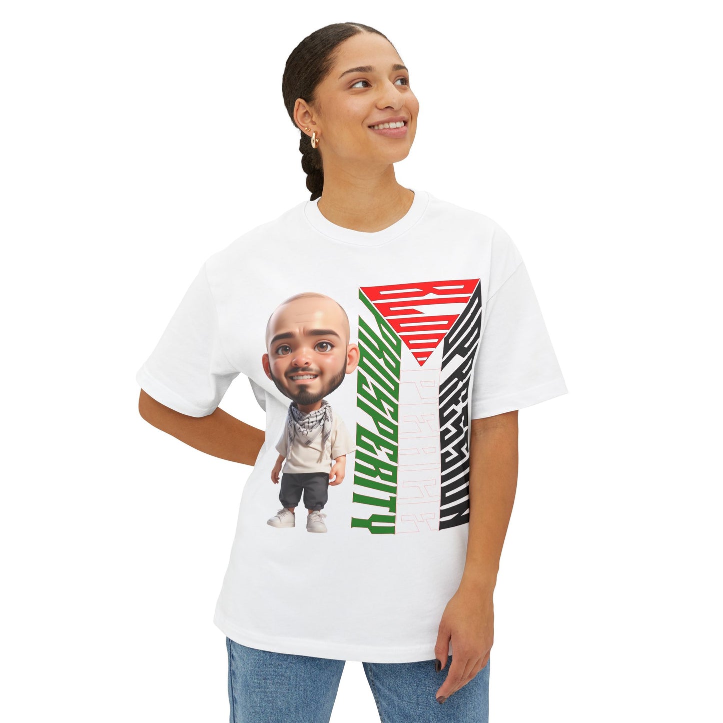 Palestinian Flag Freedom Peace Equality Oversized Tee – Solidarity Shirt - FPD