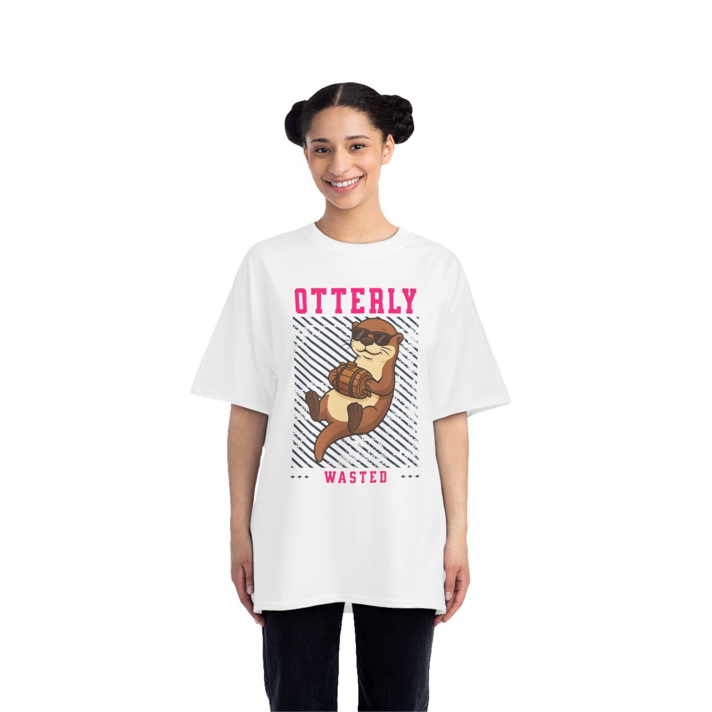 Otterly Wasted Oversized T-Shirt – Funny Animal Pun Graphic Tee | Custom Beer Party Print