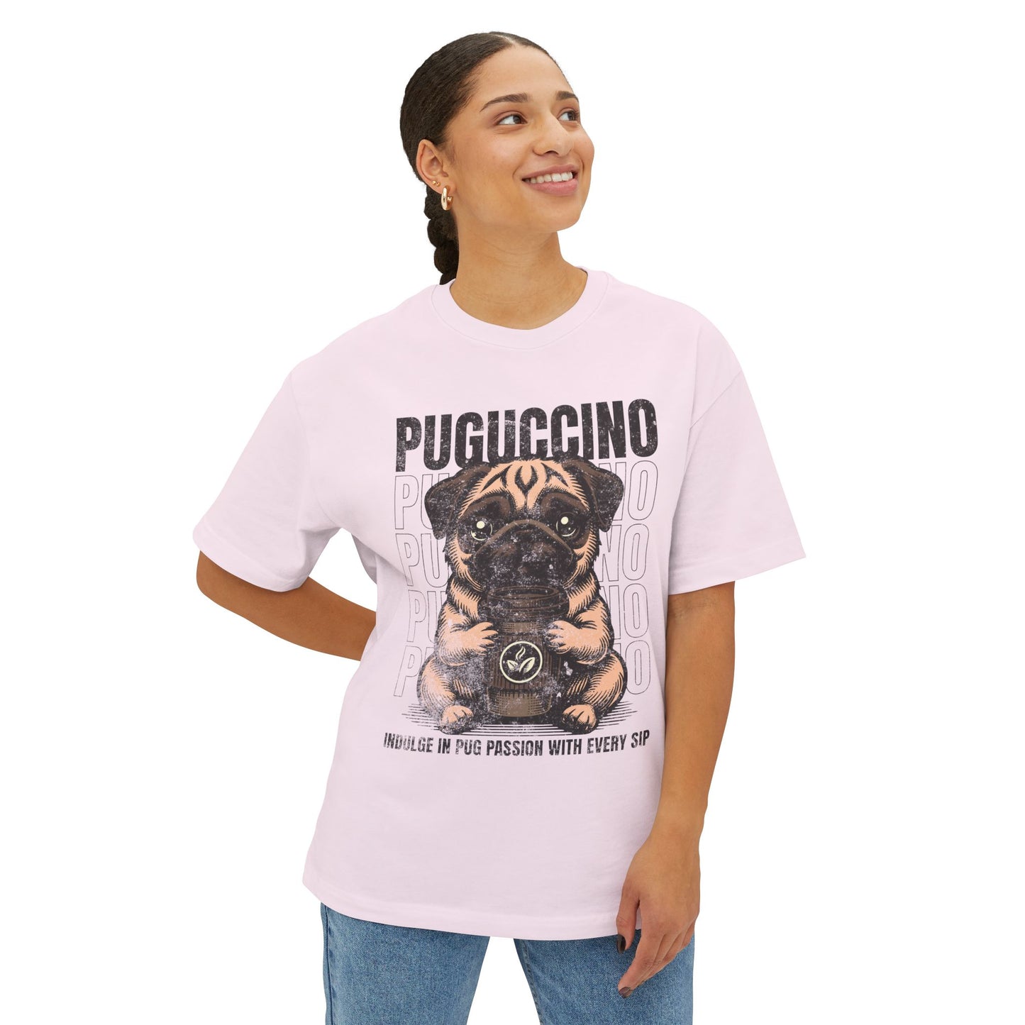 FPD - Puguccino Oversized Tee – Coffee & Pug Lover Streetwear