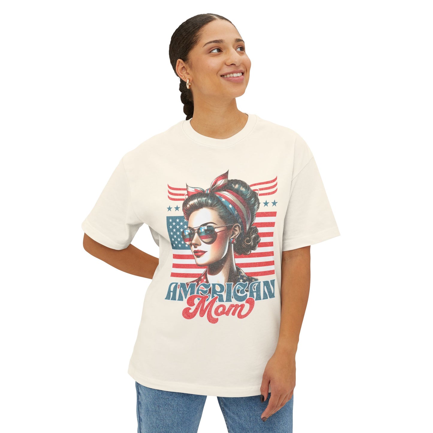 American Mom Oversized T-Shirt – Relaxed Patriotic Style for Moms