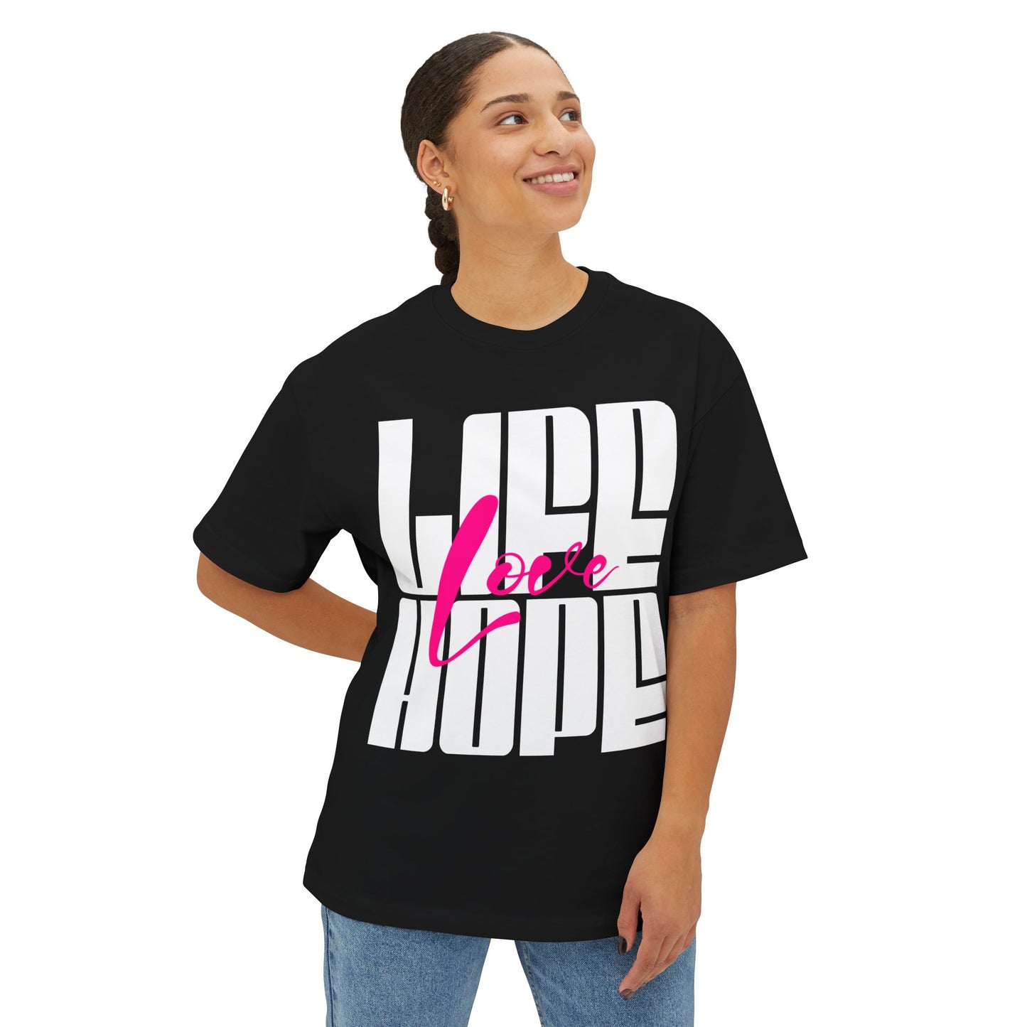 FPD - Love Life Hope Oversized Tee — Affirmation & Faith Statement Shirt