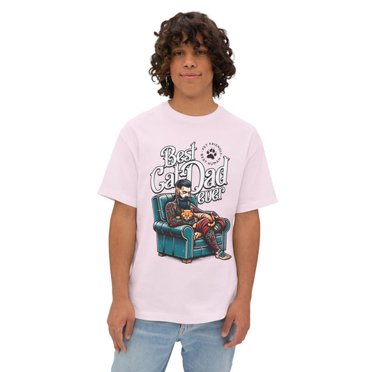 Best Cat Dad Ever Oversized T-Shirt – Relaxed Fit Cat Lover Tee - FPD
