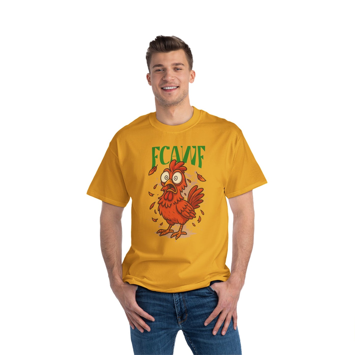Funny Oversized Chicken T-Shirt – Graphic Tee Print for Men & Women | Shocked Chicken Cartoon Design