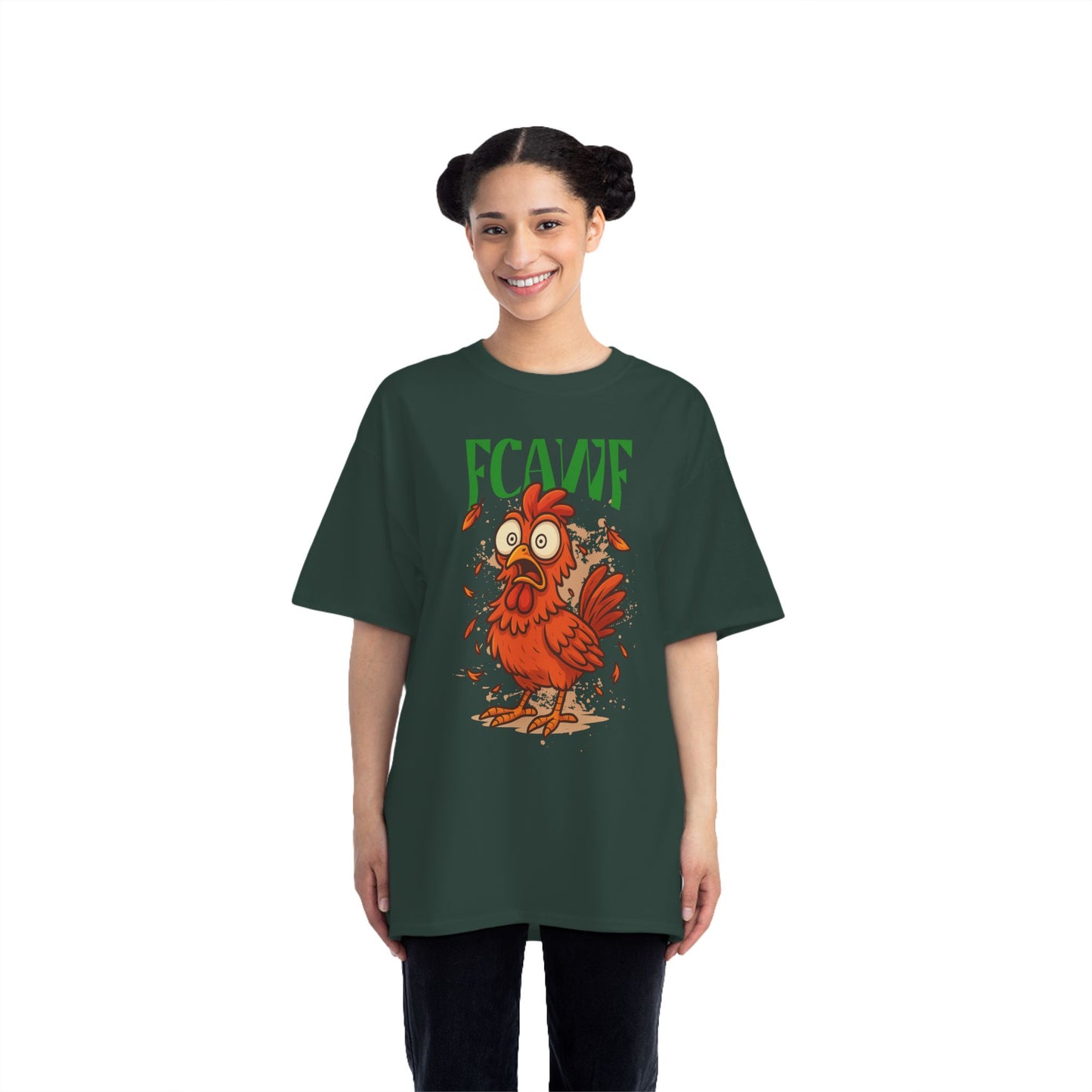Funny Oversized Chicken T-Shirt – Graphic Tee Print for Men & Women | Shocked Chicken Cartoon Design