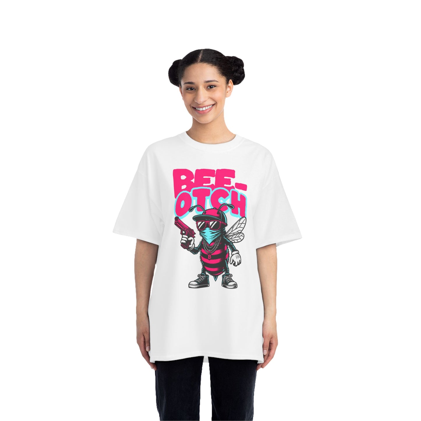 Bee-otch Oversized Graphic T-Shirt – Funny Streetwear Print Tee for Men & Women