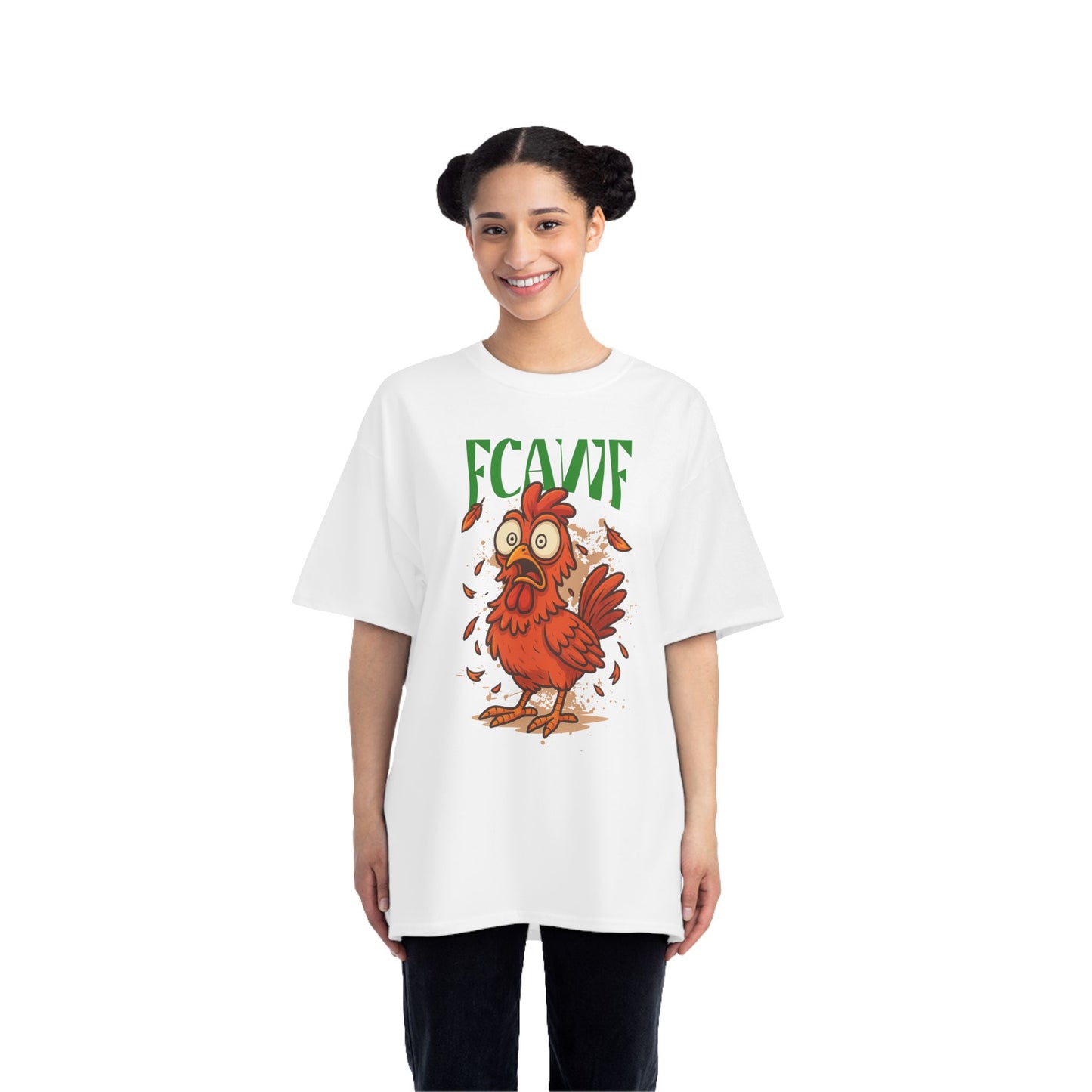 Funny Oversized Chicken T-Shirt – Graphic Tee Print for Men & Women | Shocked Chicken Cartoon Design
