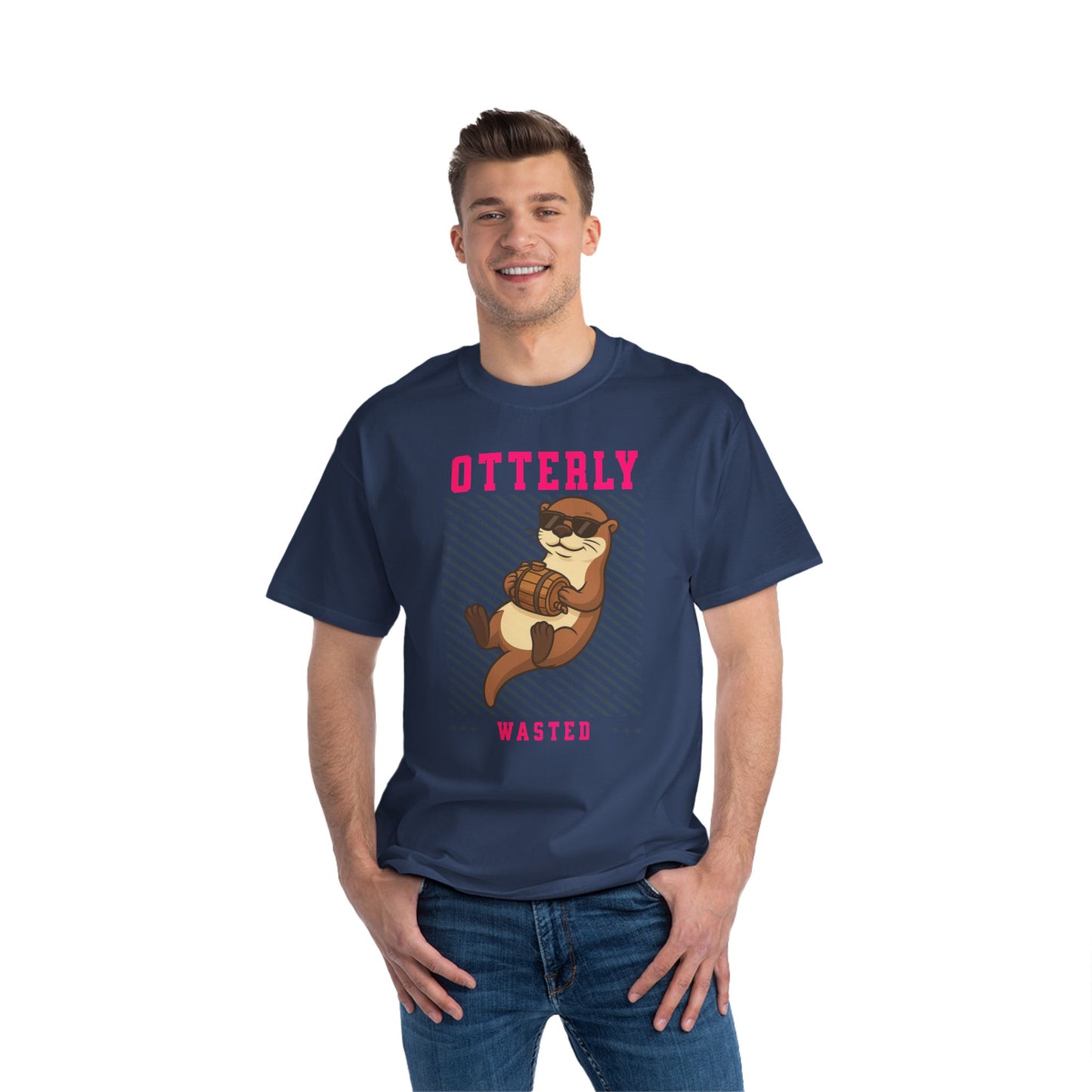 Otterly Wasted Oversized T-Shirt – Funny Animal Pun Graphic Tee | Custom Beer Party Print