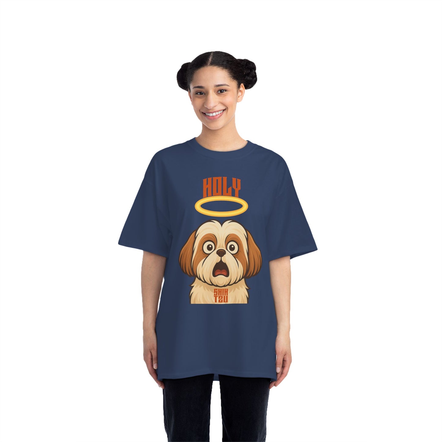 Holy Shih Tzu Oversized T-Shirt – Funny Graphic Print Tee for Men & Women