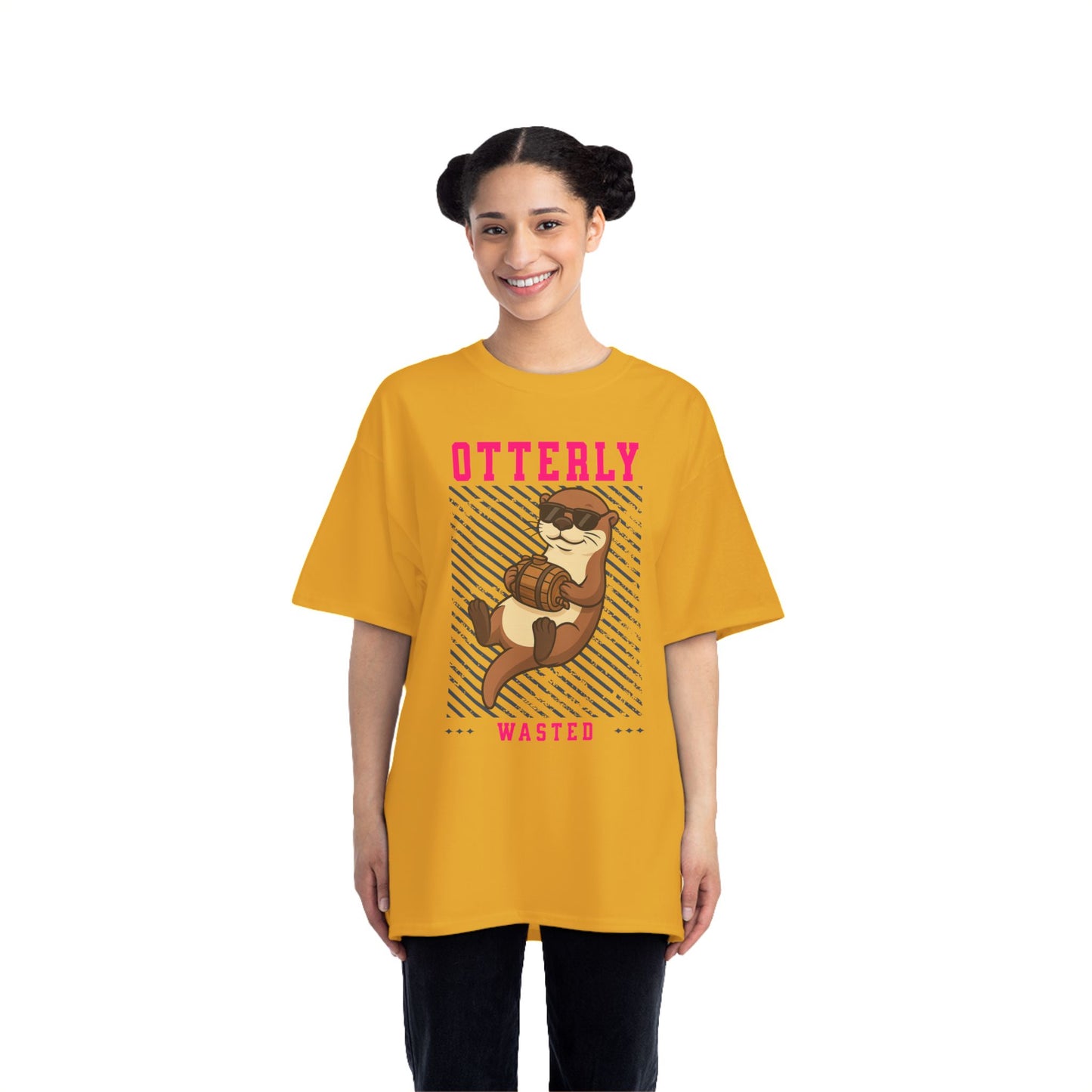 Otterly Wasted Oversized T-Shirt – Funny Animal Pun Graphic Tee | Custom Beer Party Print