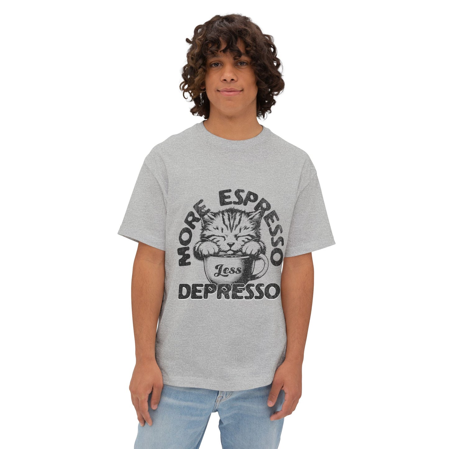 FPD - More Espresso Less Depresso Oversized Tee – Coffee & Mood Statement